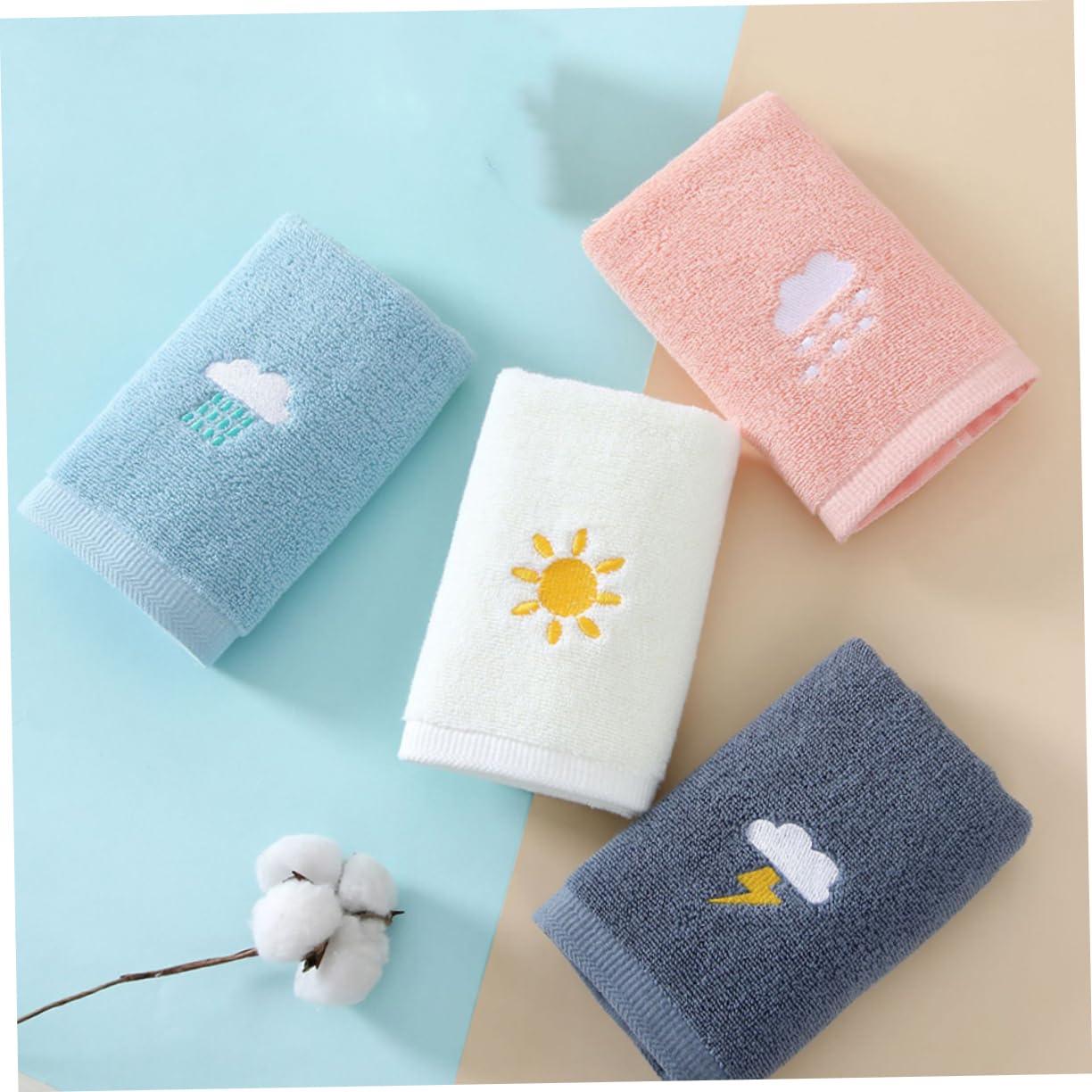 HAPINARY 4-in-1 Baby Bath Set - Soft Cotton Towels, Hand Towel, Bath Towel & Burp Cloth for Newborns & Infants | Gentle Skin Care, Baby Shower Gift, Nursery Essentials