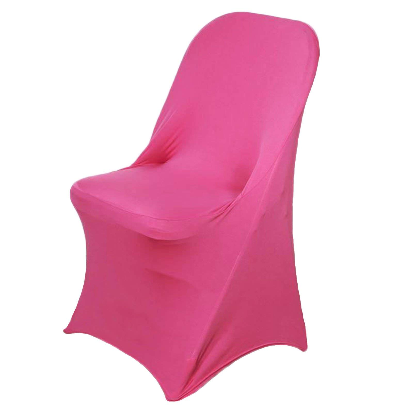 100 Pcs Fuchsia Spandex Stretchable Folding Chair Covers - Elastic Party Chair Slipcovers for Wedding, Banquet, Dining & Reception Decorations - Perfect for Indoor/Outdoor Events, Catering & Special Occasions