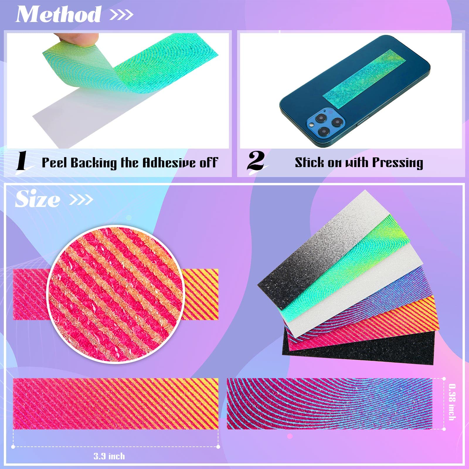 72 Pcs Anxiety Sensory Stickers - Textured Fidget Stickers for Stress Relief, Anti-Anxiety Tactile Decals for Desk & Classroom - Calming Sensory Toys for Adults & Teens (Gradient Style) - Perfect for ADHD Focus, Office Stress Relief & Classroom Sensory Tools