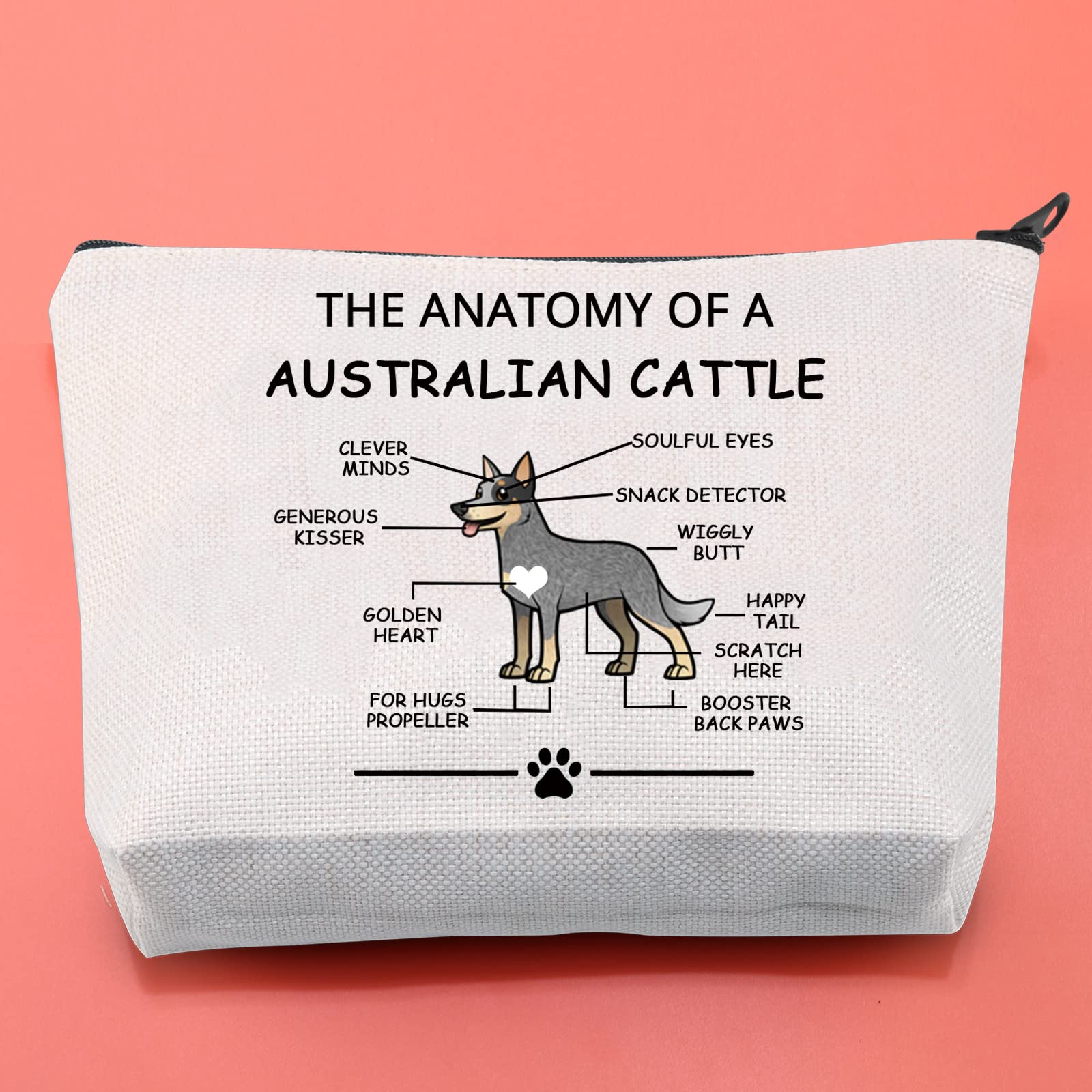 Funny Australian Cattle Dog Lover Gift - Anatomy of an Australian Cattle Dog Cosmetic Bag for Vet Moms, Travel Toiletry Pouch | Perfect for Dog Show Enthusiasts, Veterinary Professionals & Cattle Dog Owners