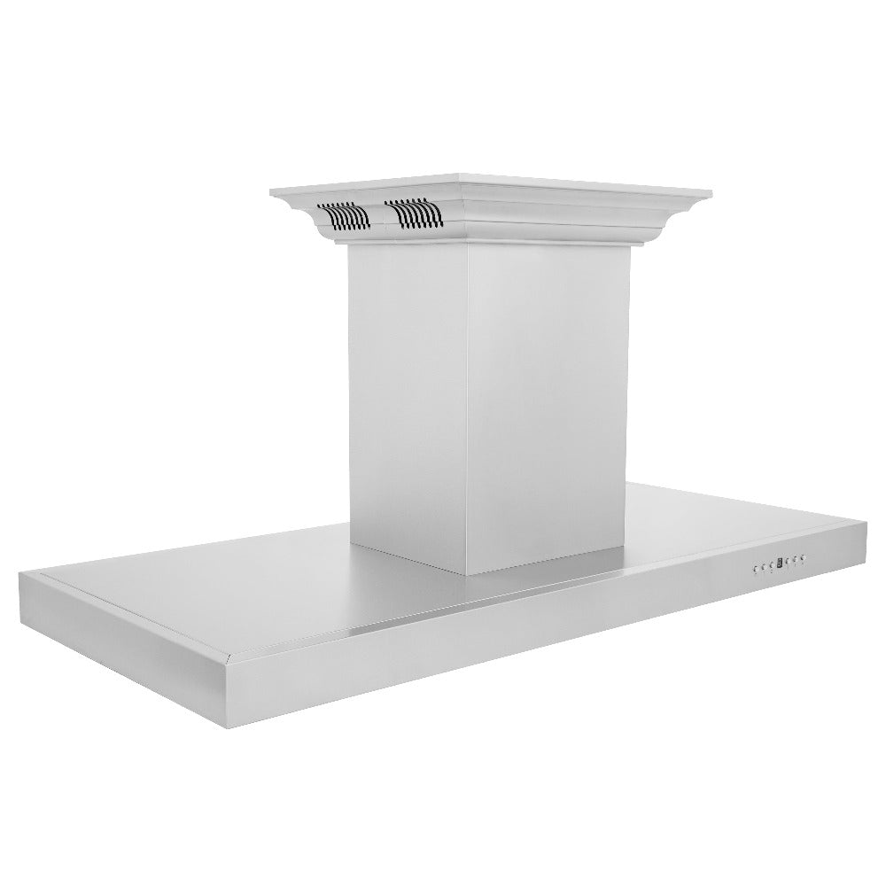 ZLINE Stainless Steel Island Mount Range Hood with Built-in CrownSound Bluetooth Speakers (KE2iCRN BT) - Perfect for Modern Kitchens & Open-Concept Homes