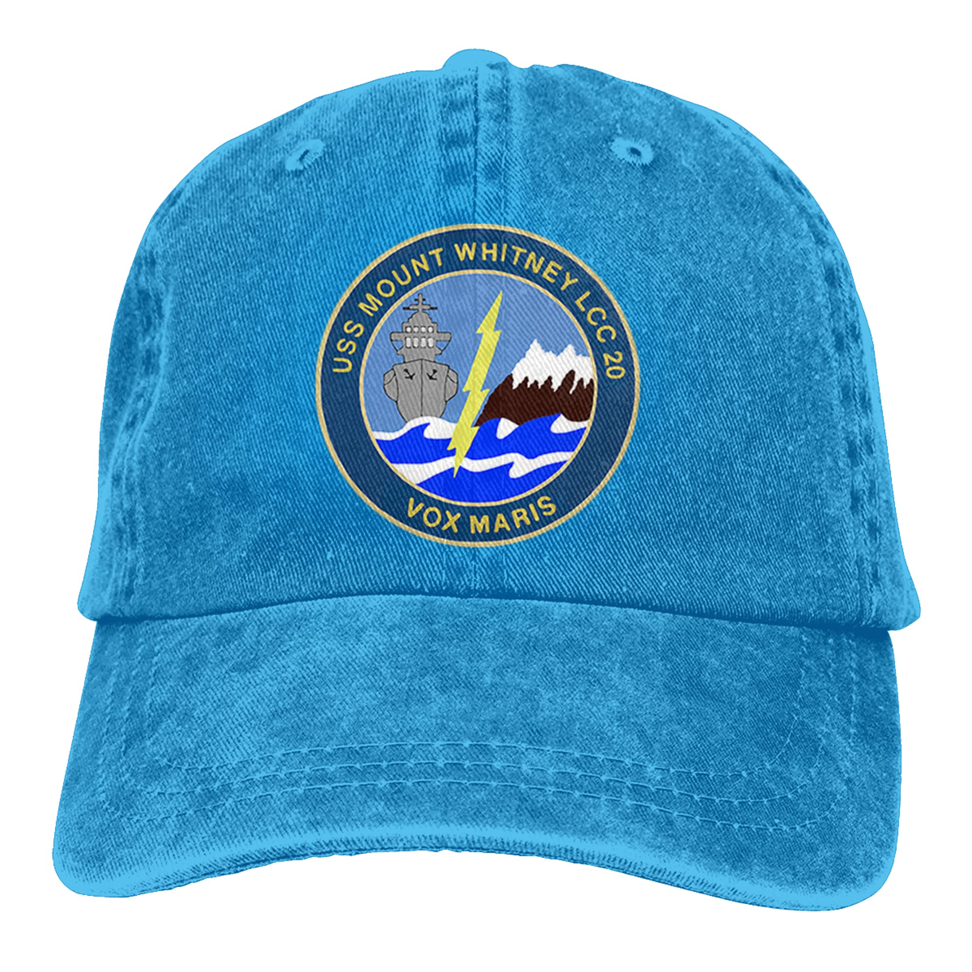 USS Mount Whitney LCC-20 Navy Baseball Cap - Vintage Denim Dad Hat for Men - Adjustable Plain Fit Casual Hat - Perfect for Military Enthusiasts, Outdoor Activities & Everyday Wear
