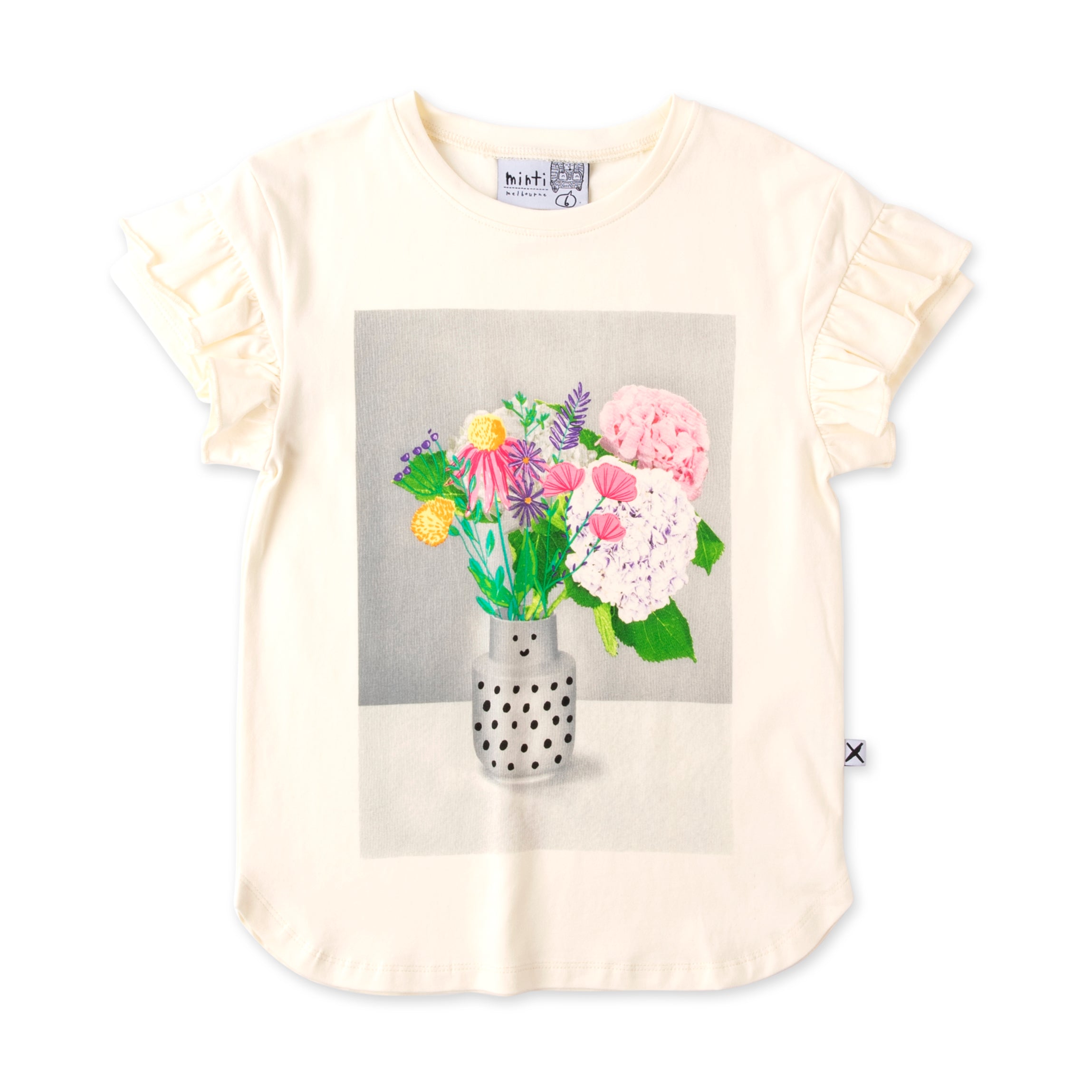 Minti Bouquet Tee Cream - Soft Floral Print Women's T-Shirt | Casual Summer Top for Outfits, Beach & Date Nights