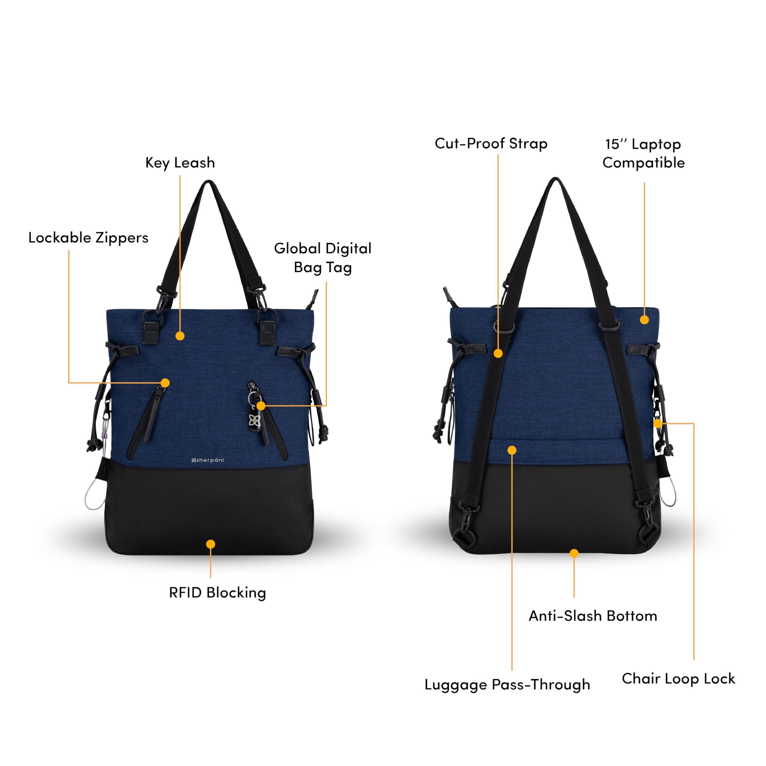 Sherpani Tempest Anti-Theft Travel Backpack for Women - Water-Resistant Teacher Tote Bag with Laptop Compartment (Fits 15 Inch Laptop) - Perfect for Commuting, Work, School & Travel Accessories
