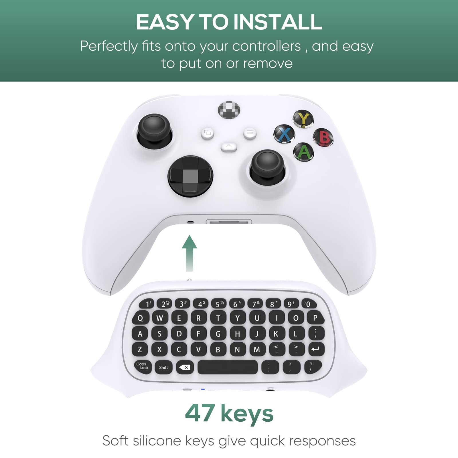 Wireless 2.4G Ergonomic Controller Keyboard for Xbox Series X/S - QWERTY Gamepad Keypad with Audio & Headset Jack - Compatible with Xbox Series X/S, One, One S - Perfect for Gaming Live Chat & Streaming