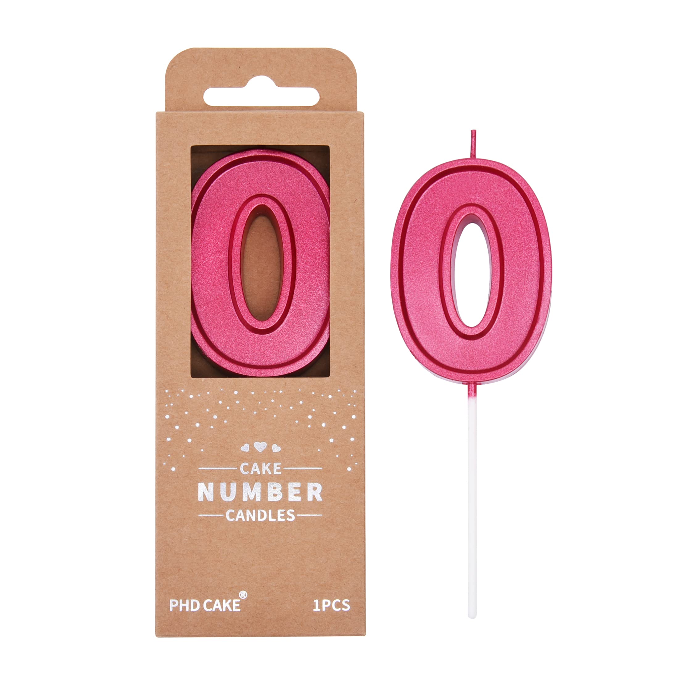 PHD CAKE 2.76 Inch Luxe Red Number 0 Birthday Candles - Premium Red Number Cake Candles for Birthday Parties, Anniversaries & Celebrations - Perfect for Cakes, Cupcakes & Desserts