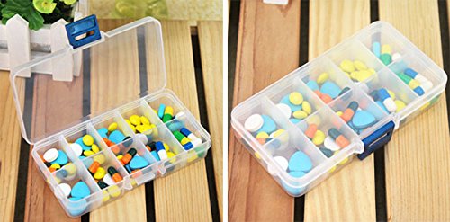 10 Compartments Transparent Nail Tips Storage Box - Jewelry Organizer Case with Art Grids for Housekeeping, College Dorm & Clothes Accessories - Perfect for Salon, Travel & Home Organization