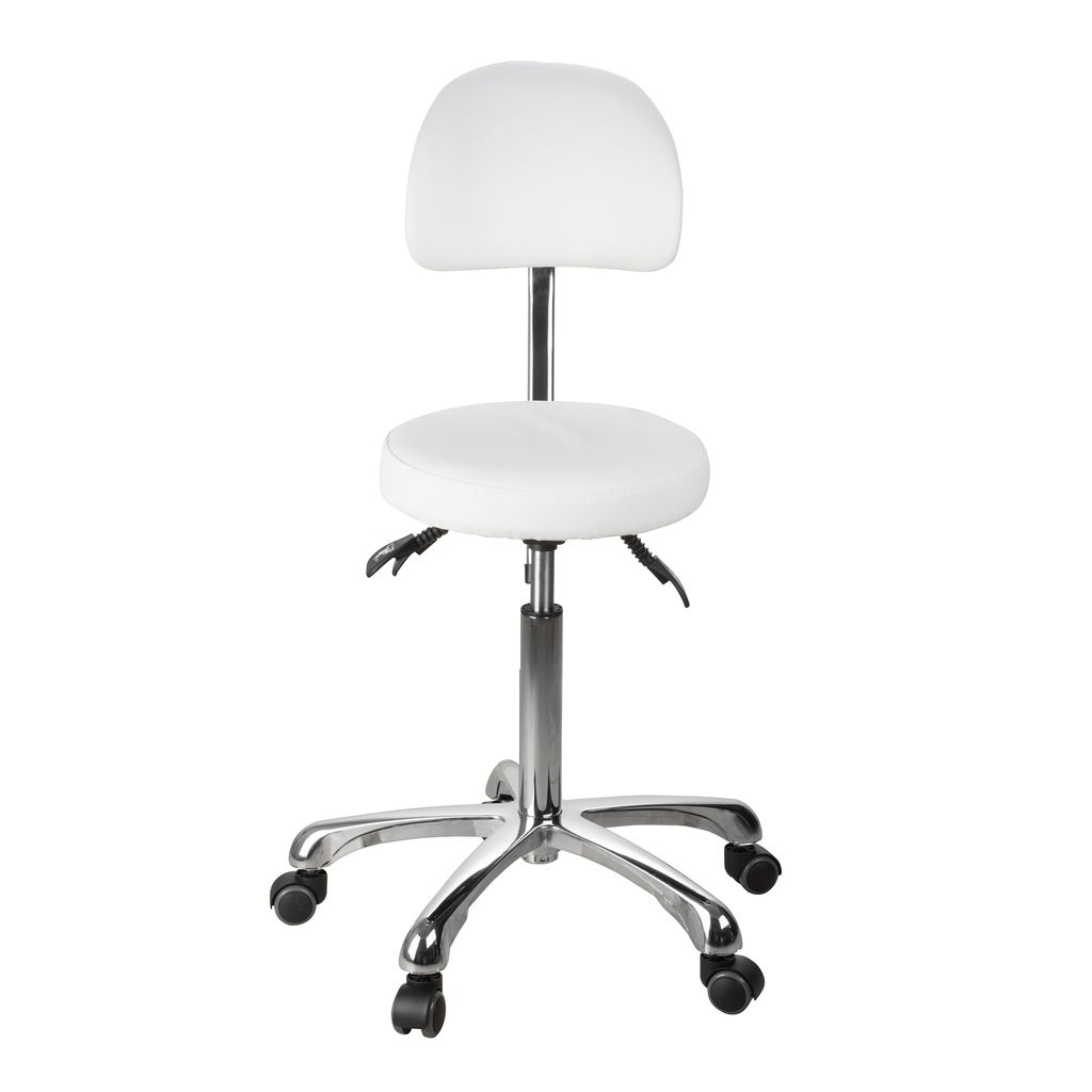 Silverfox 1025B Rolling Stool with Adjustable Backrest - Ergonomic Rolling Chair for Salon, Tattoo Studio & Home Office Use