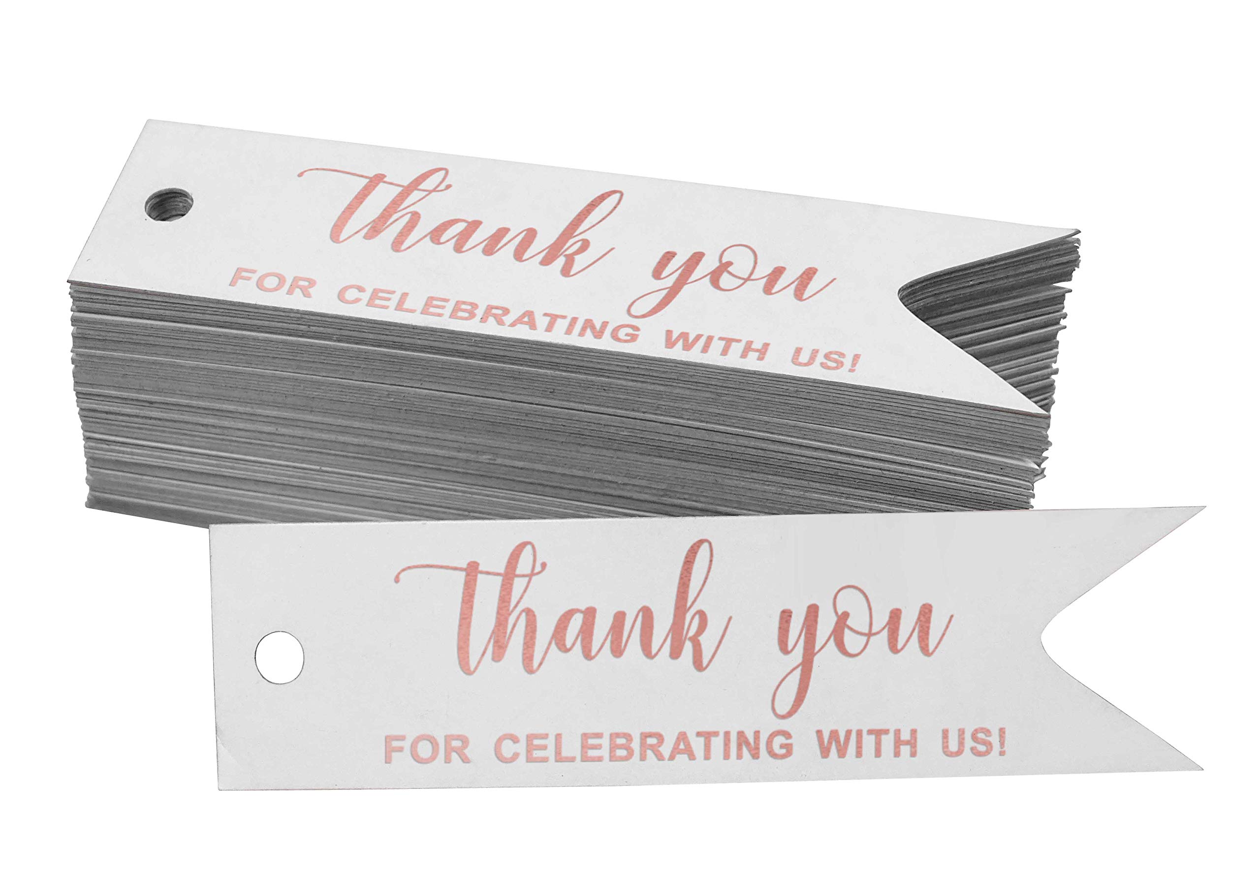 100pcs Real Rose Gold Foil Bridal Shower Thank You Tags - Elegant Wedding Favor Hang Tags for Bridal Party, Baby Shower & Anniversary Celebrations