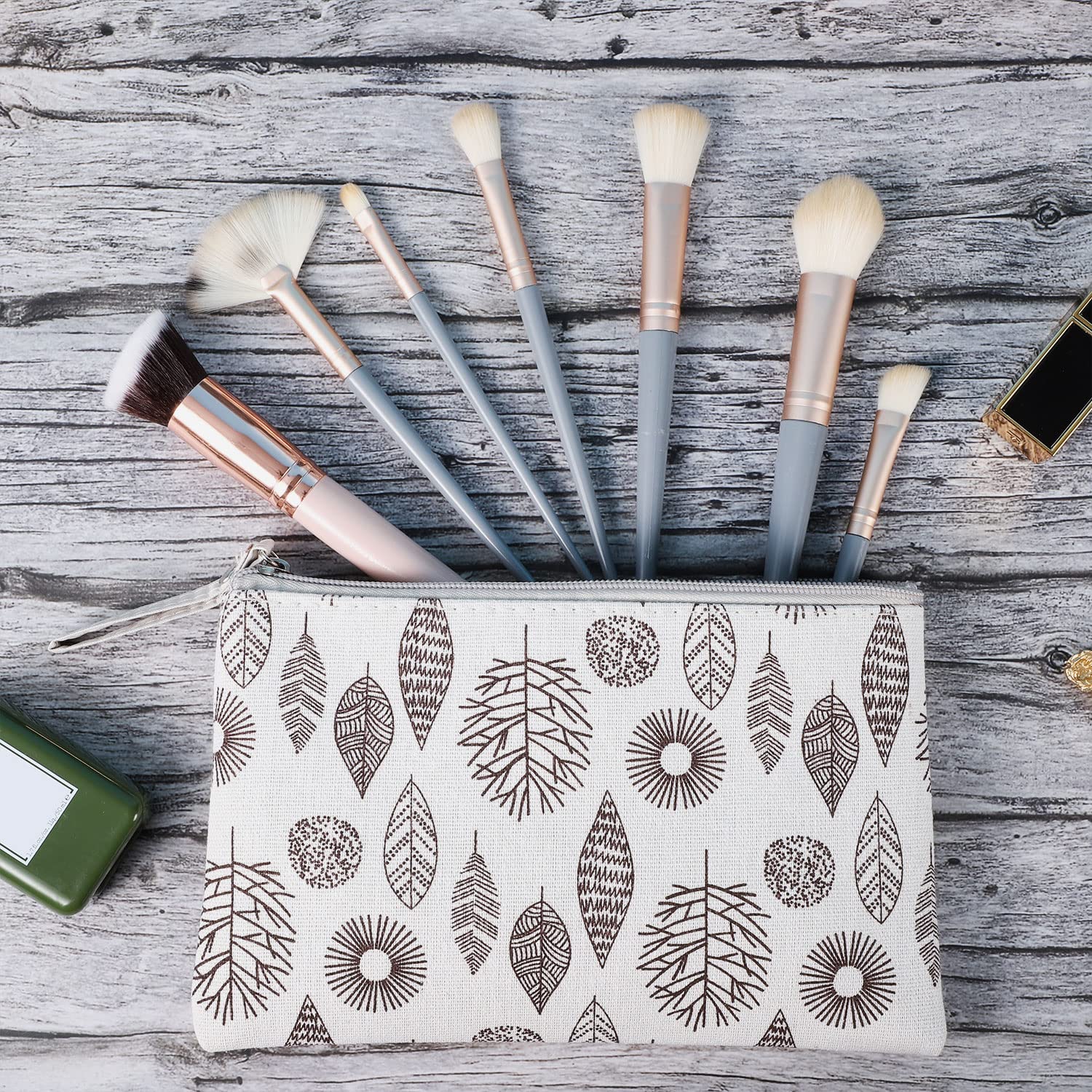 SUMAJU 4 Pack Canvas Makeup Bags for Women - Waterproof Travel Cosmetic Organizer with Zipper, Multi-Functional Toiletry Pouch for Makeup Brushes & Essentials - Perfect for Travel, Gym, Daily Use & Christmas Stocking Stuffers Gifts
