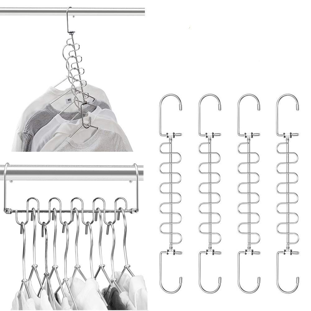 Meetu 9.5 Inch Space Saving Closet Organizer Hangers - Pack of 8 Magic Cloth Hangers for Wardrobe & Closet Organization System | Perfect for Small Spaces, Dorm Rooms & Travel Luggage
