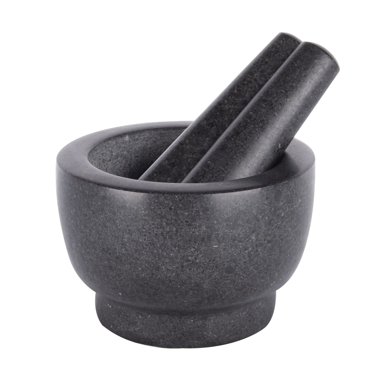 5-Inch Heavy Duty Unpolished Granite Mortar and Pestle Set - 1.5 Cup Capacity Spice Grinder for Crushing, Grinding & Mashing Spices, Seeds, Nuts - Perfect for Guacamole, Garlic Sauce & Herbs - Ideal for Kitchen, Cooking & Food Preparation