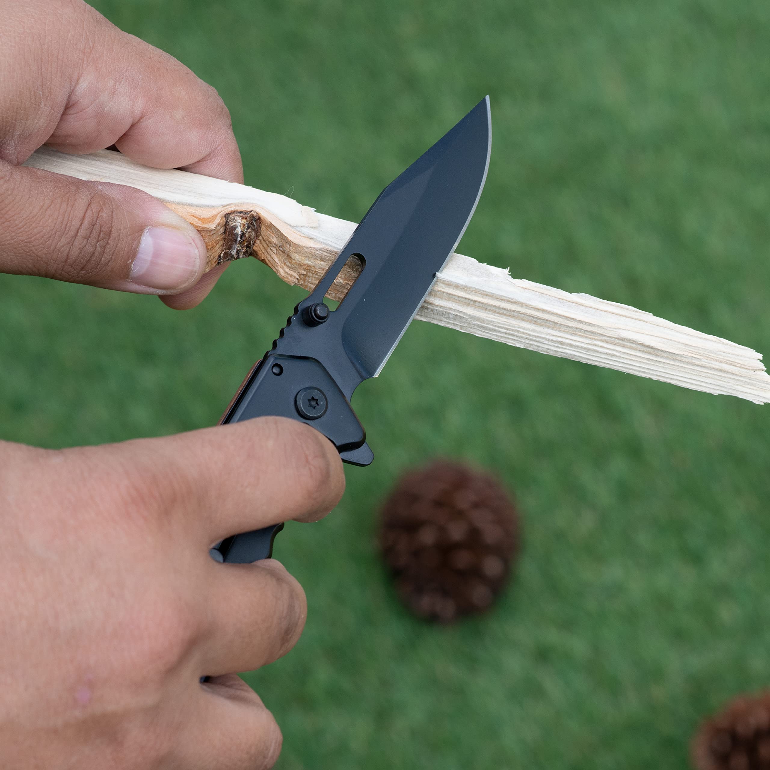 Custom Engraved Pocket Knife with Walnut Wood Handle - 36 Icon Designs & 13 Font Styles - Personalized Gift for Men, Dad, Husband - Perfect for Camping, Hiking, Outdoor Adventures & Everyday Carry (EDC)