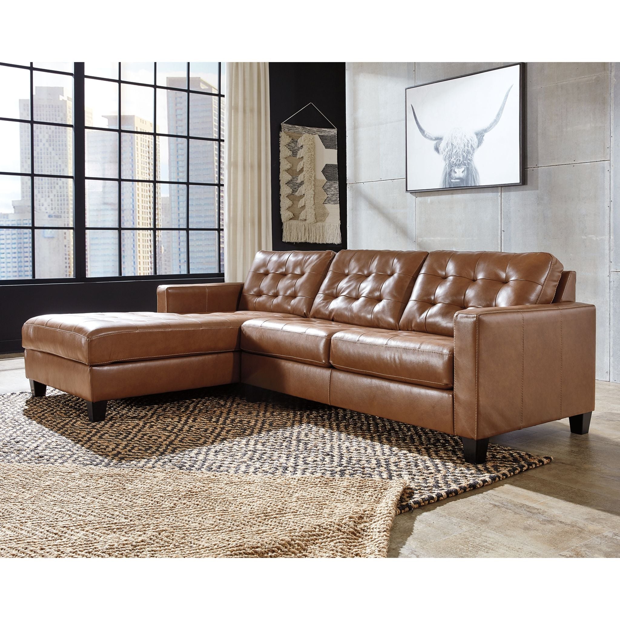 Baskove 2-Piece Sectional Sofa with Chaise Lounge - Modern L-Shaped Couch for Living Room, Apartment & Small Spaces - Comfortable Fabric Upholstery for Family Gatherings & Movie Nights