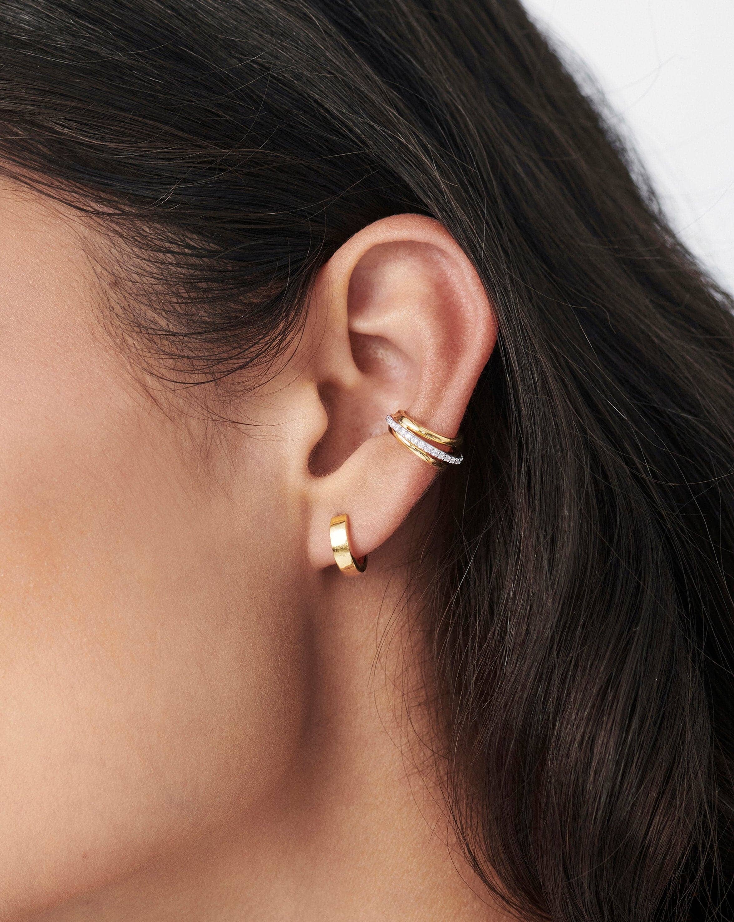 Celestial Pave Ear Cuff - 18k Gold Vermeil & Cubic Zirconia Earrings for Women | Elegant Cartilage Hoop, Helix Ear Jewelry for Parties, Weddings & Everyday Wear