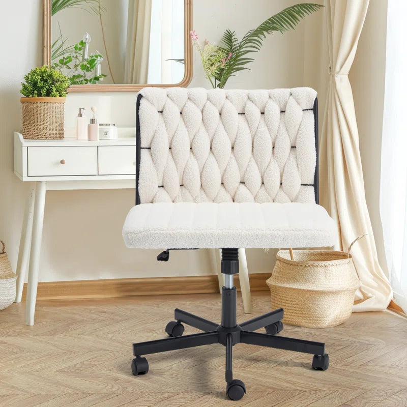 EROMMY Criss Cross Armless Rolling Office Chair - Height Adjustable Desk Chair for Home & Office - Ergonomic Swivel Task Chair for Bedroom, Living Room, Study - White - Perfect for Work, Gaming & Relaxation