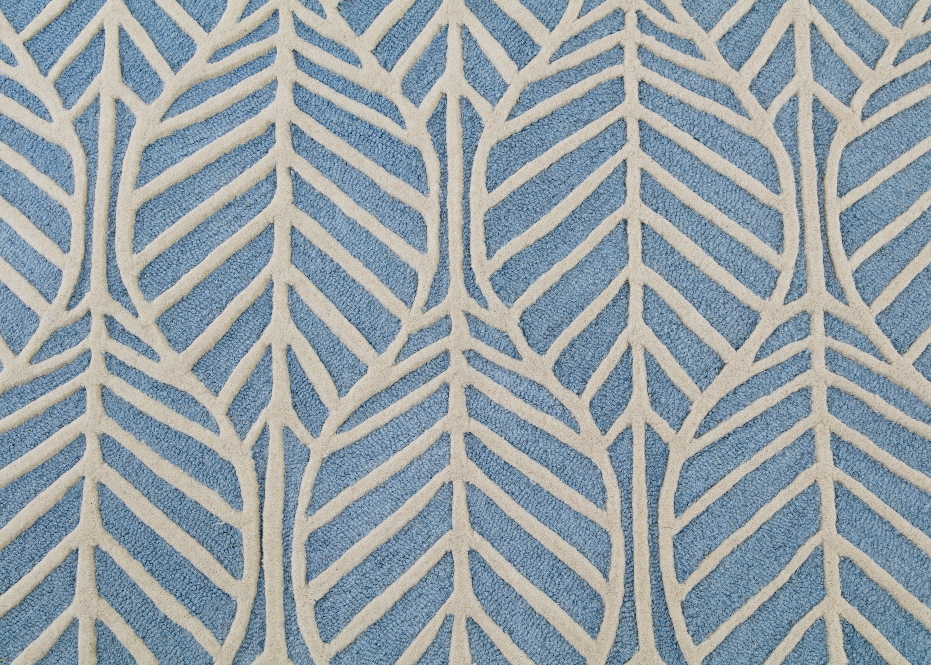Blue Palm Hand Tufted 100% Wool Area Rug 5x8 Feet - Soft & Durable Living Room Rug for Home Decor, Bedroom Carpet, Office Floor Mat