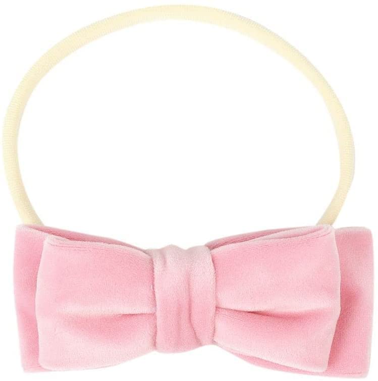 U-M Elastic Baby Girl Headband – Soft Velvet Double-Layer Tiara Bow Hair Accessories for Infants & Newborns (Pink, Red) – Perfect for Photos, Parties & Everyday Outfits