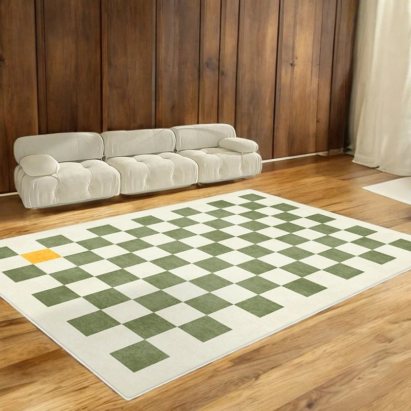 Jazlyn Modern Checked Plush Velvet Area Rug for Living Room - Soft & Stylish Home Decor for Cozy Spaces