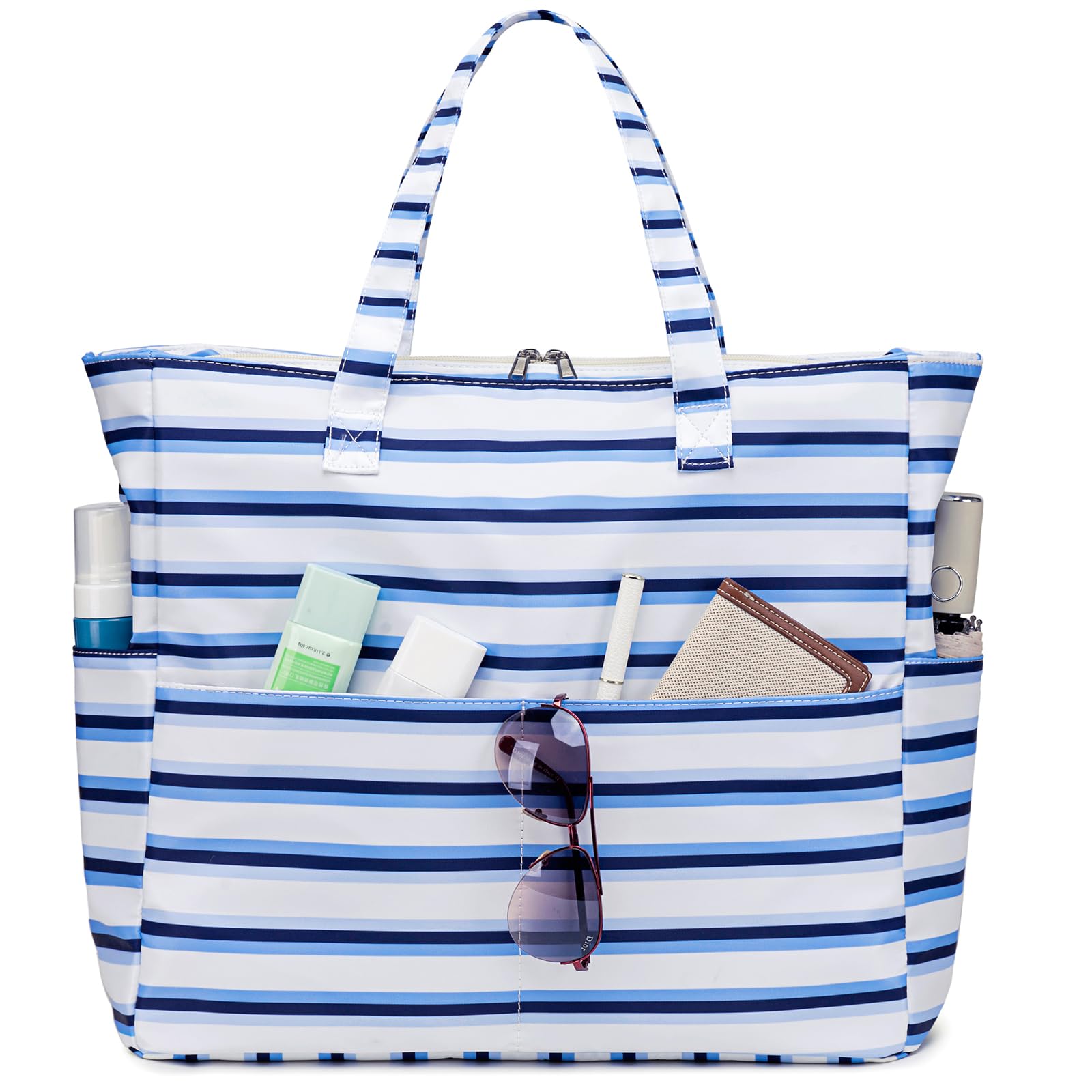Waterproof Large Beach Tote Bag for Women - Sandproof Zippered Pool & Gym Bag with Wet Pocket - Perfect for Travel, Grocery Shopping & Beach Day Essentials