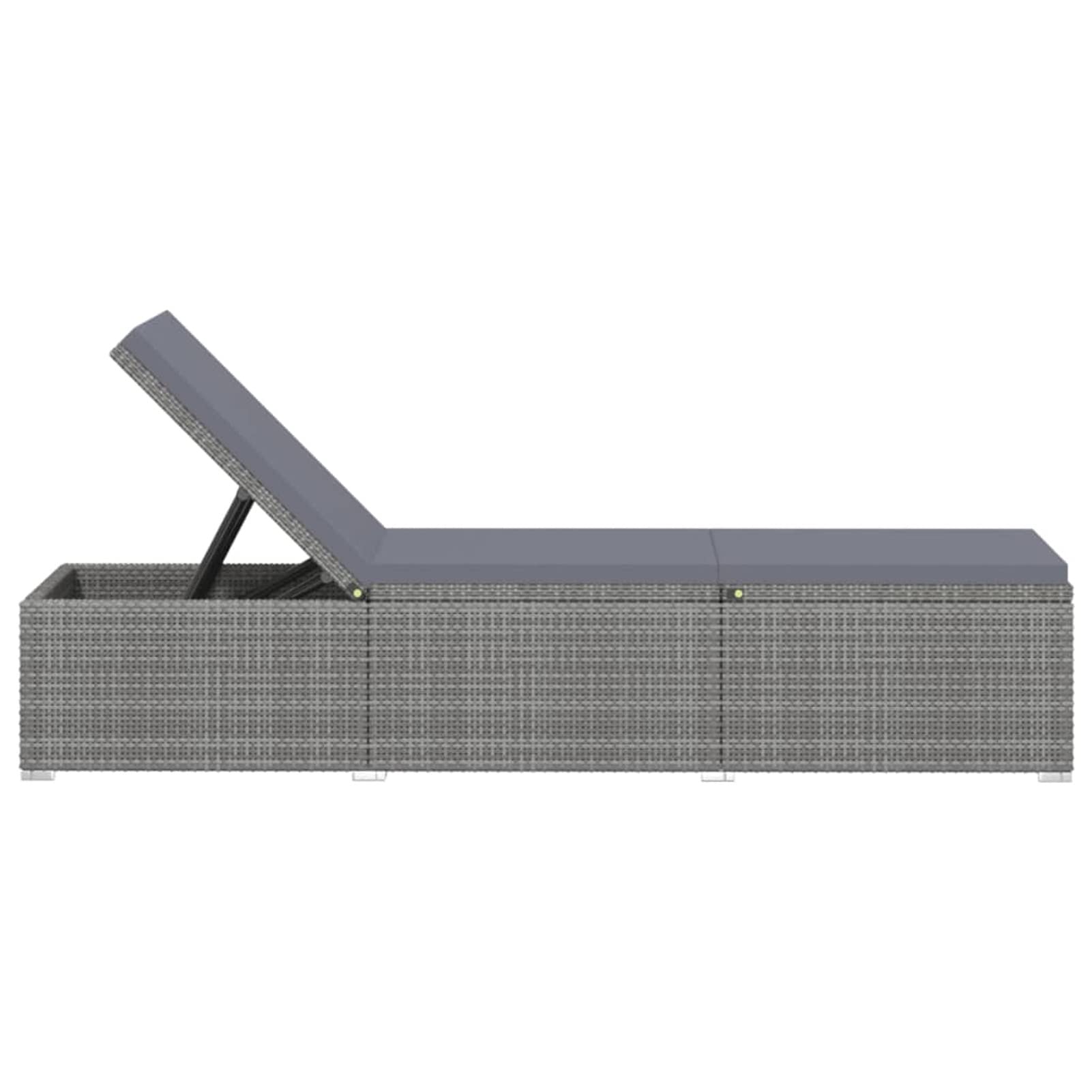 Premium Sun Lounger with Comfortable Chair Cushions - Gray Poly Rattan Outdoor Furniture Set for Patio, Poolside & Garden Relaxation | Includes Matching Tea Table Cushions for Complete Comfort