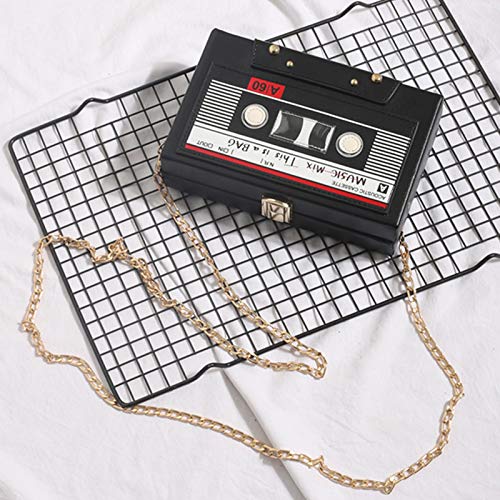 Vintage Retro Radio Shape Crossbody Bag for Women - PU Leather & Metal Clutch Purse - Perfect for Evening Parties, Concerts & 80s Themed Events
