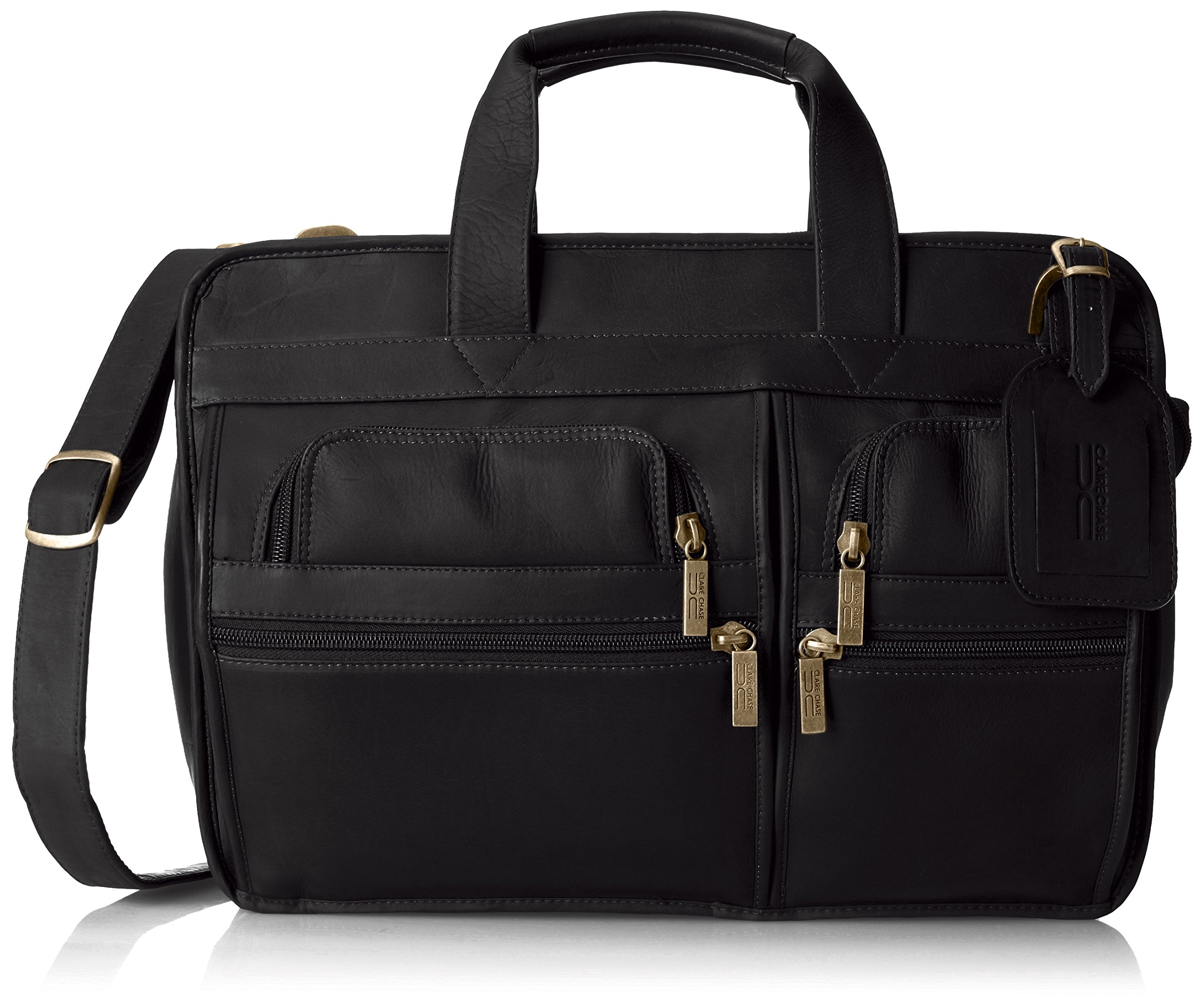 Claire Chase Slimline Executive Briefcase for Business Professionals - Black Leather Laptop Bag - Perfect for Office, Travel & Meetings