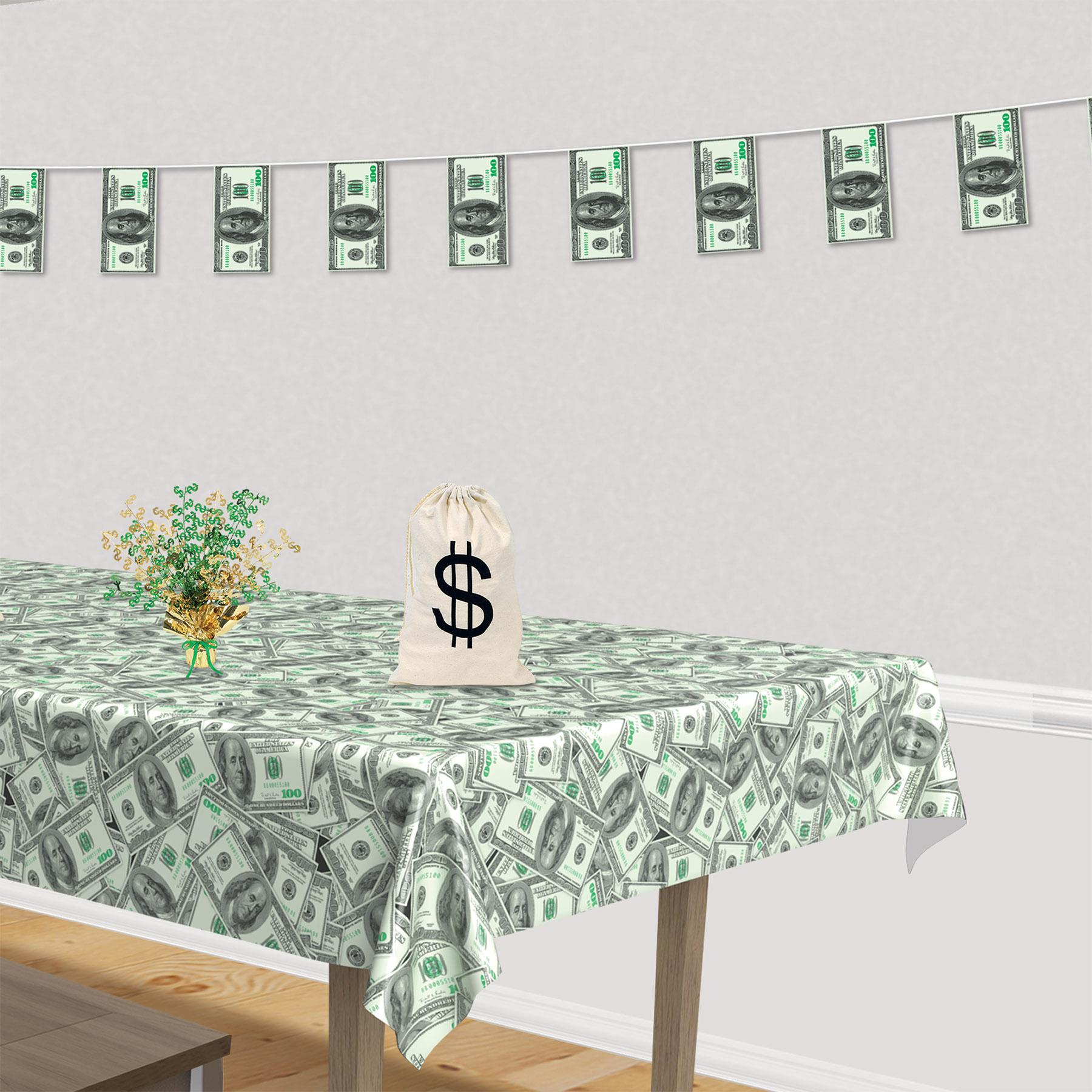 12 Pack Beistle $100 Bill Pennant Party Banner - Premium Dollar Bill Decorations for Birthday, Graduation & Casino Themed Parties - Perfect for Wall Decor, Photo Backdrops and Event Decorations