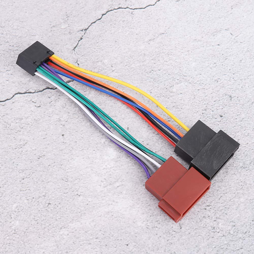 16-Pin ISO Radio Connector - Car Stereo Wiring Harness Adapter - Compatible with Kenwood & JVC ISO 16-Pin Head Units - Perfect for Car Audio Installation & Aftermarket Stereo Upgrades