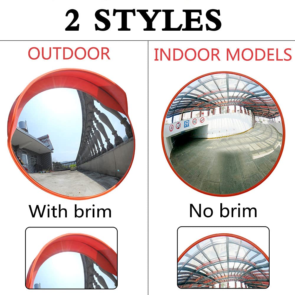 60cm Round Convex Safety Mirror - Indoor & Outdoor Use for Driveway, Garage, Warehouse, Office Security - Wall Mounted Side View Mirror for Blind Spot Detection & Traffic Safety