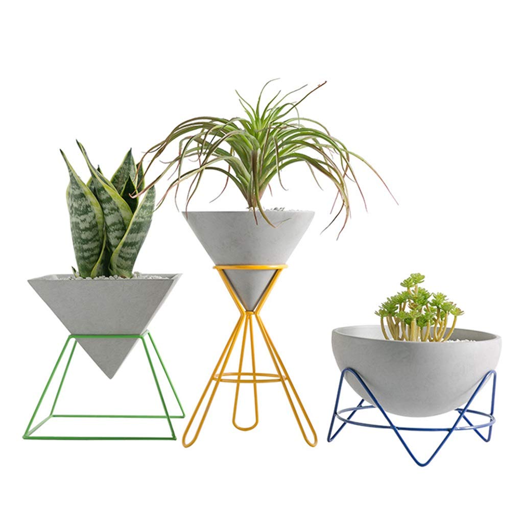 Creative Wrought Iron Succulent Flower Pot Stand - Indoor Home & Office Desktop Decoration, Gray, 30x18cm - Perfect for Small Plants, Succulents, and Home Décor