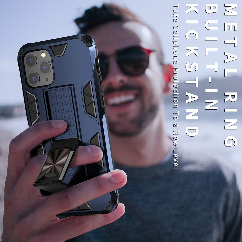 Military Shockproof iPhone 11 Pro Case with Kickstand & Magnetic Mount - Rose Gold for Outdoor & Car Use