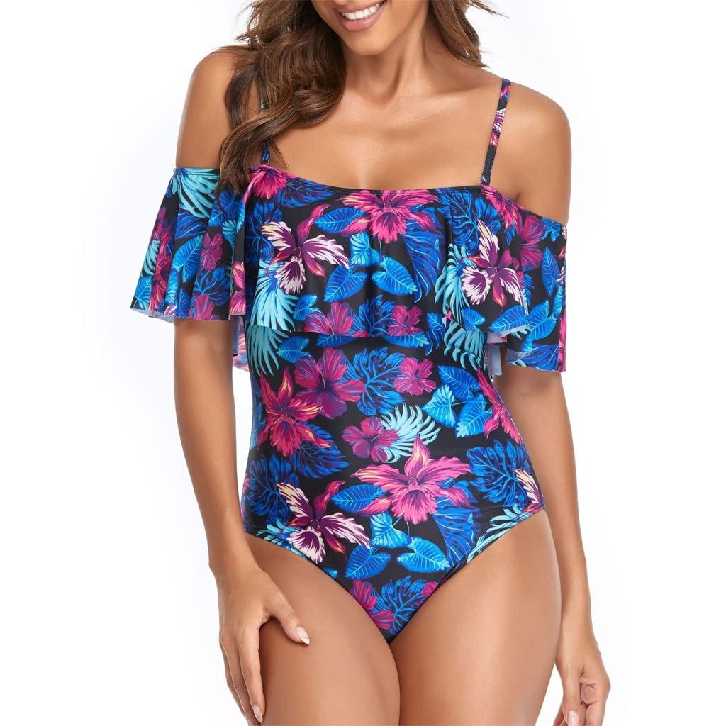 Sexy Plus Size One Piece Swimsuit for Women - Push Up Glamorous Bathing Suit in Dark Blue (X-Large) | Perfect for Beach Vacations, Pool Parties & Summer Getaways