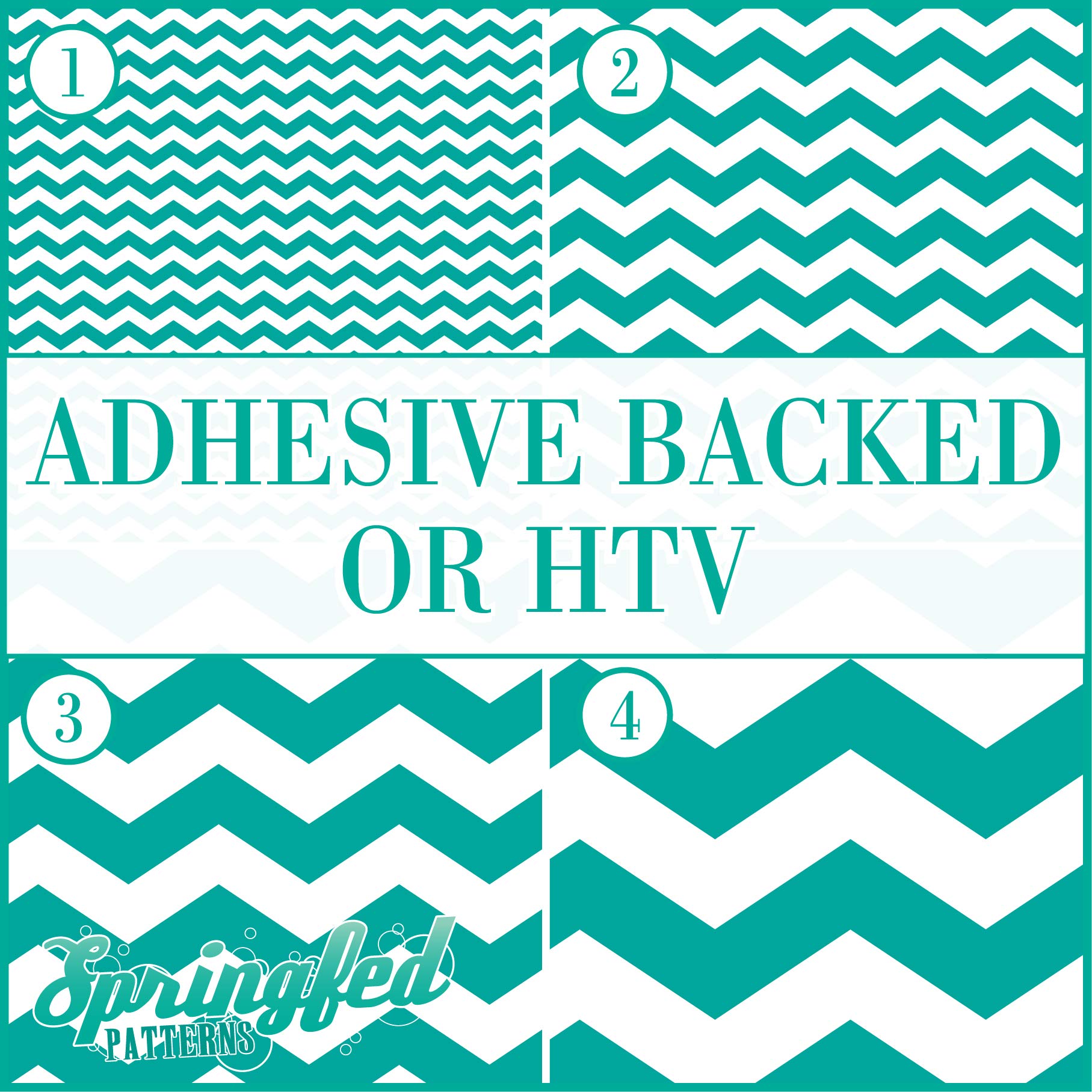 Turquoise & White Chevron Stripes Pattern #1 Heat Transfer or Adhesive Vinyl - Choose Material & Size - Perfect for DIY Crafts, T-Shirts, Decals, and Home Decor