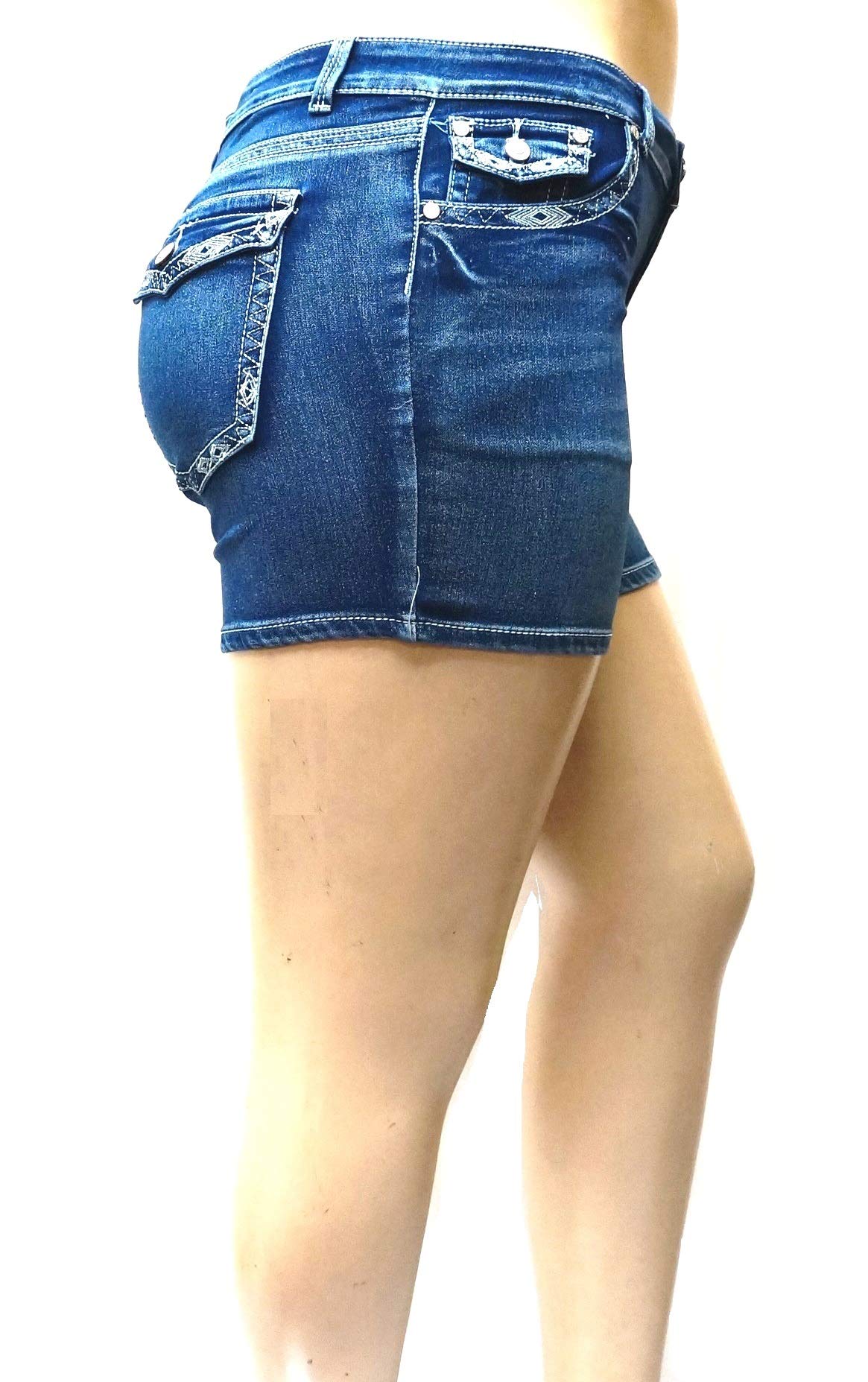 Jack David Women's Premium Plus Size Blue Black Denim Jeans Shorts - Stretchy High Waist Denim Shorts for Women | Casual Summer Outfits & Beach Wear