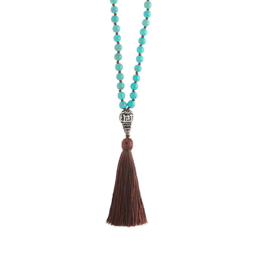 Howlite Turquoise Gemstone Mala Beads - 108 Healing Meditation Prayer Beads for Yoga, Mindfulness & Spiritual Practice
