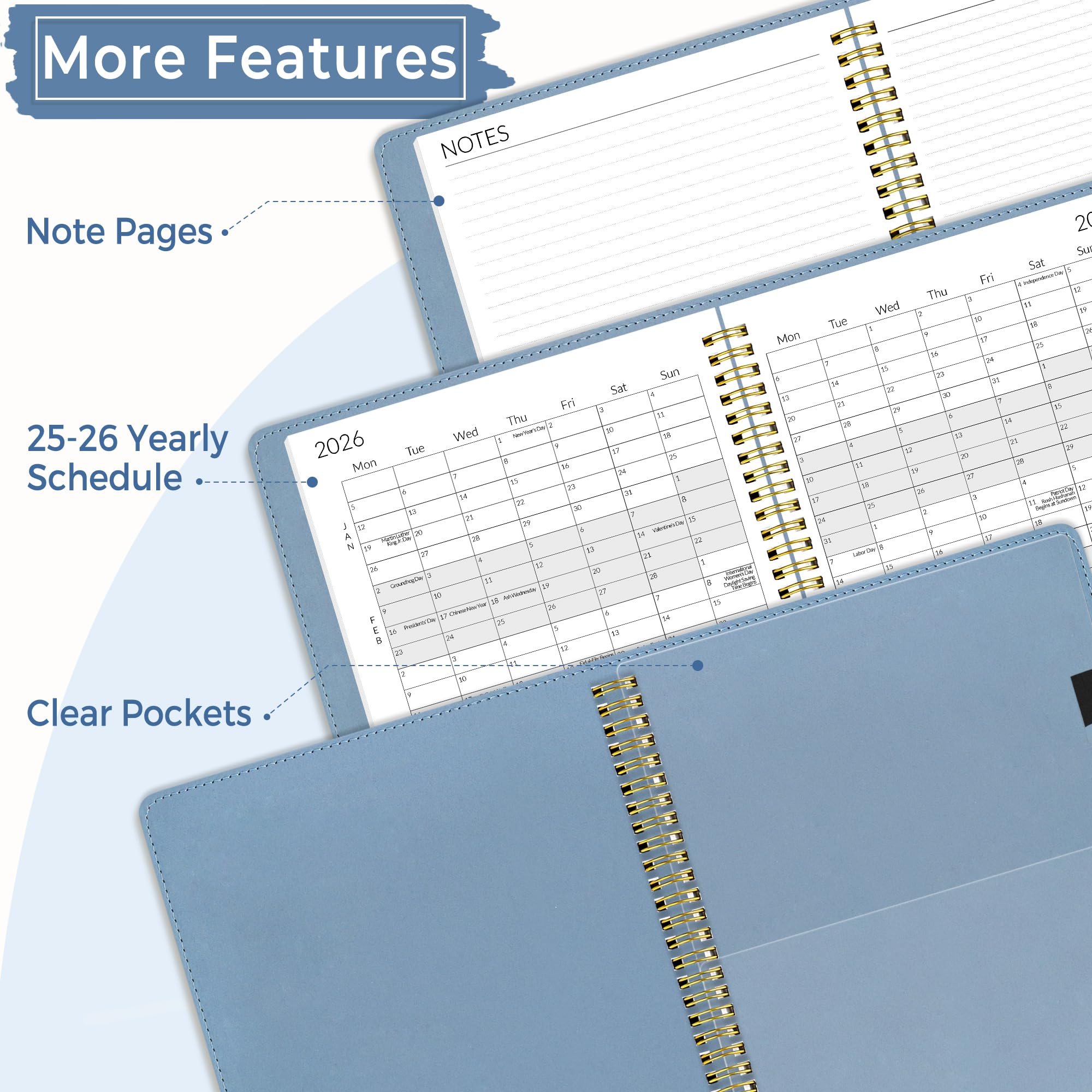SUNEE 2025-2026 Monthly Planner - 2 Year Calendar (January 2025 to December 2026) - 7.3