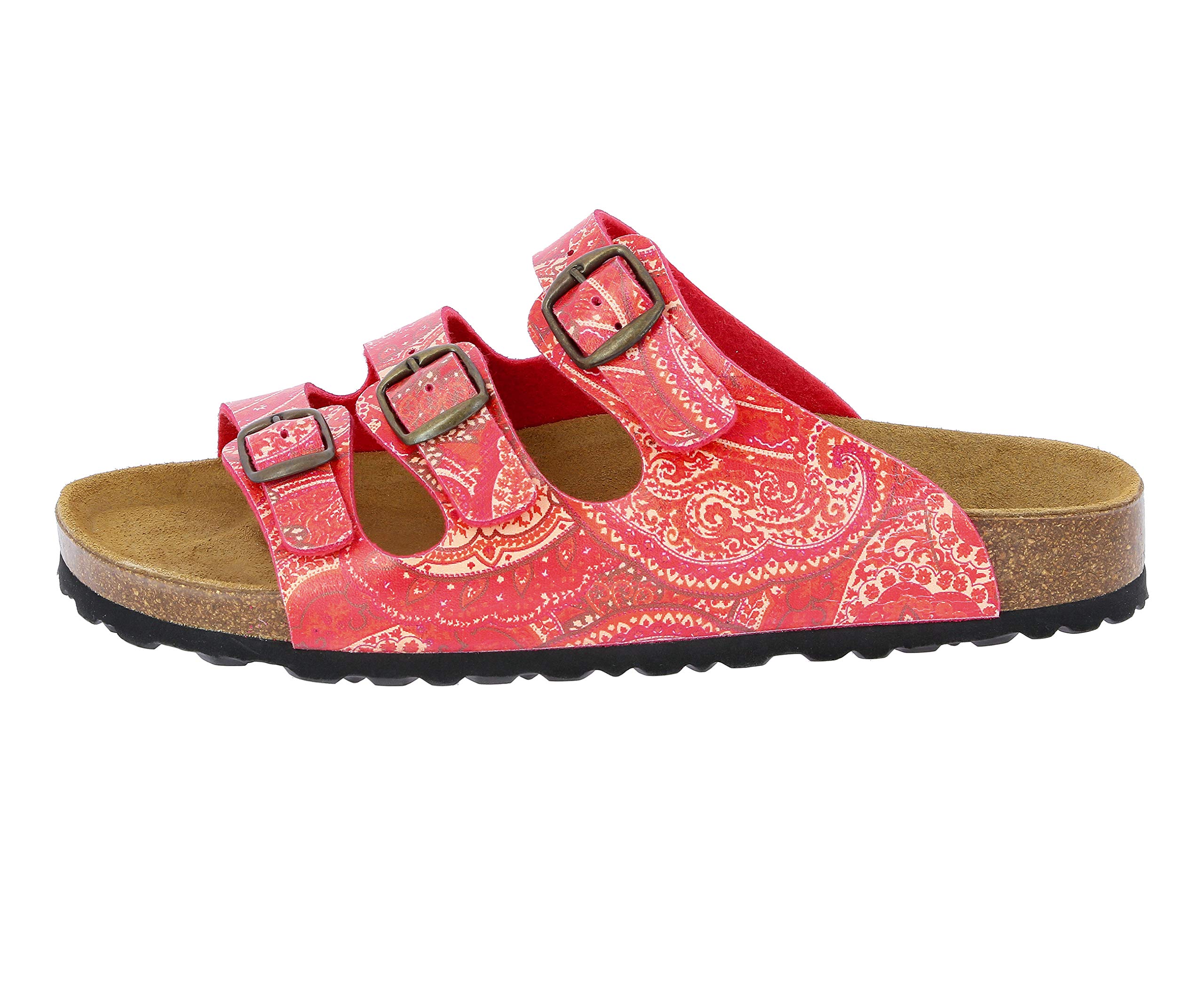Women's Comfortable Mules Slip-On Shoes - Red Orange, Size 6 | Casual Summer Sandals for Beach, Home & Outdoor Walking