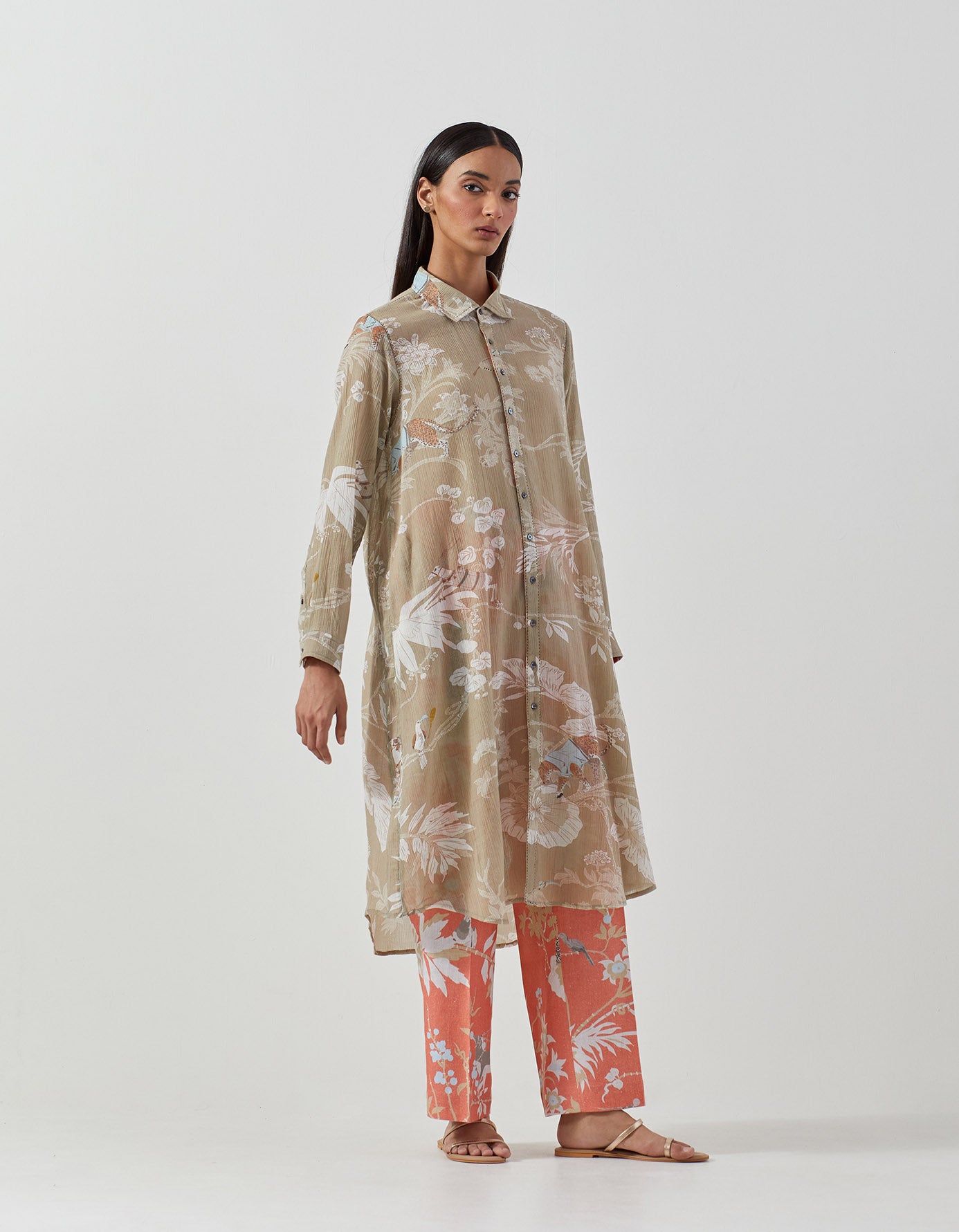 Usha Dress - Soft Cotton Crepe Fabric in Elegant Oyster Grey | Perfect for Casual Outings, Office Wear & Special Occasions