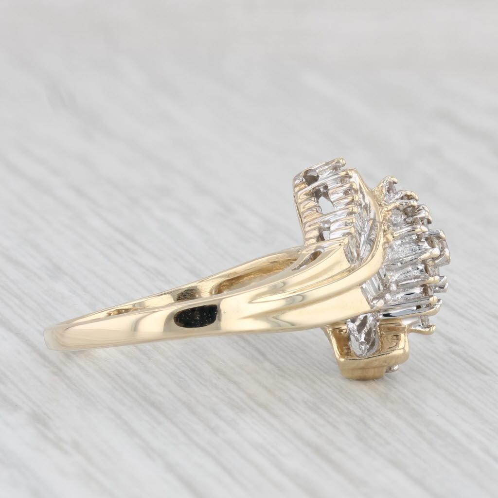 0.60ctw Diamond Cluster Bypass Ring in 14k Yellow Gold - Size 8.5 | Elegant Wedding Band, Anniversary Gift & Special Occasion Jewelry for Women