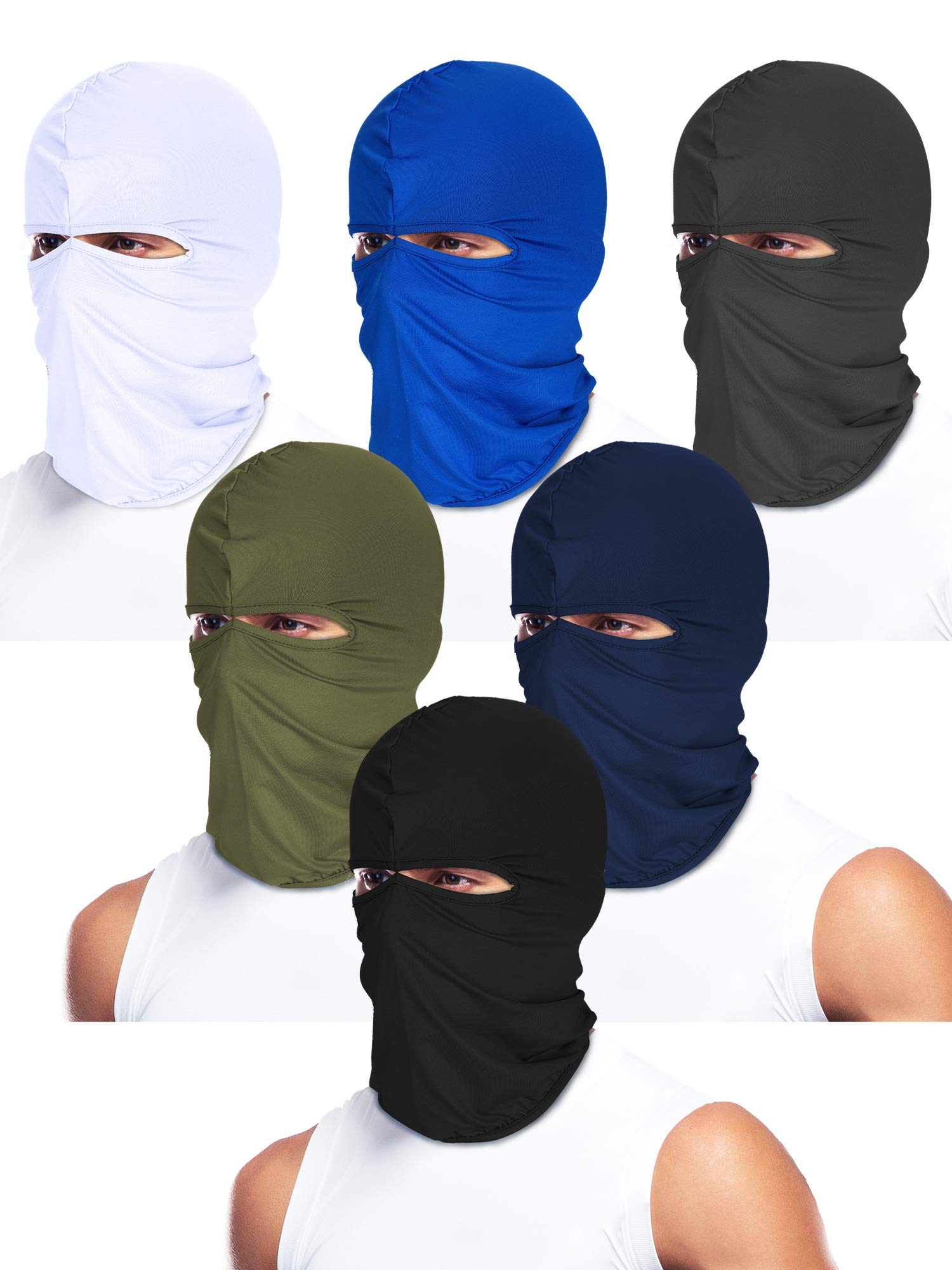 Syhood 6-Pack Ice Silk Balaclava Mask - UV Protection Full Face Cover for Outdoor Sports, Skiing, Cycling & Motorcycle Riding - Windproof Unisex Ski Mask for Men & Women (Ideal for Winter Sports, Hiking & Cold Weather Activities)