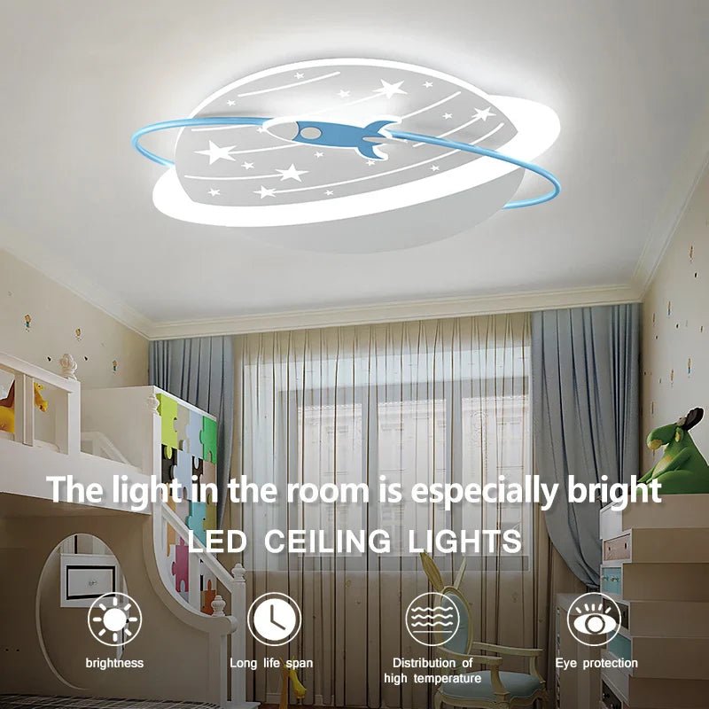 Kids Space Rocket Ceiling Light - LED Night Light for Children's Bedroom, Nursery & Playroom - Perfect for Space Themed Decor & Nighttime Comfort