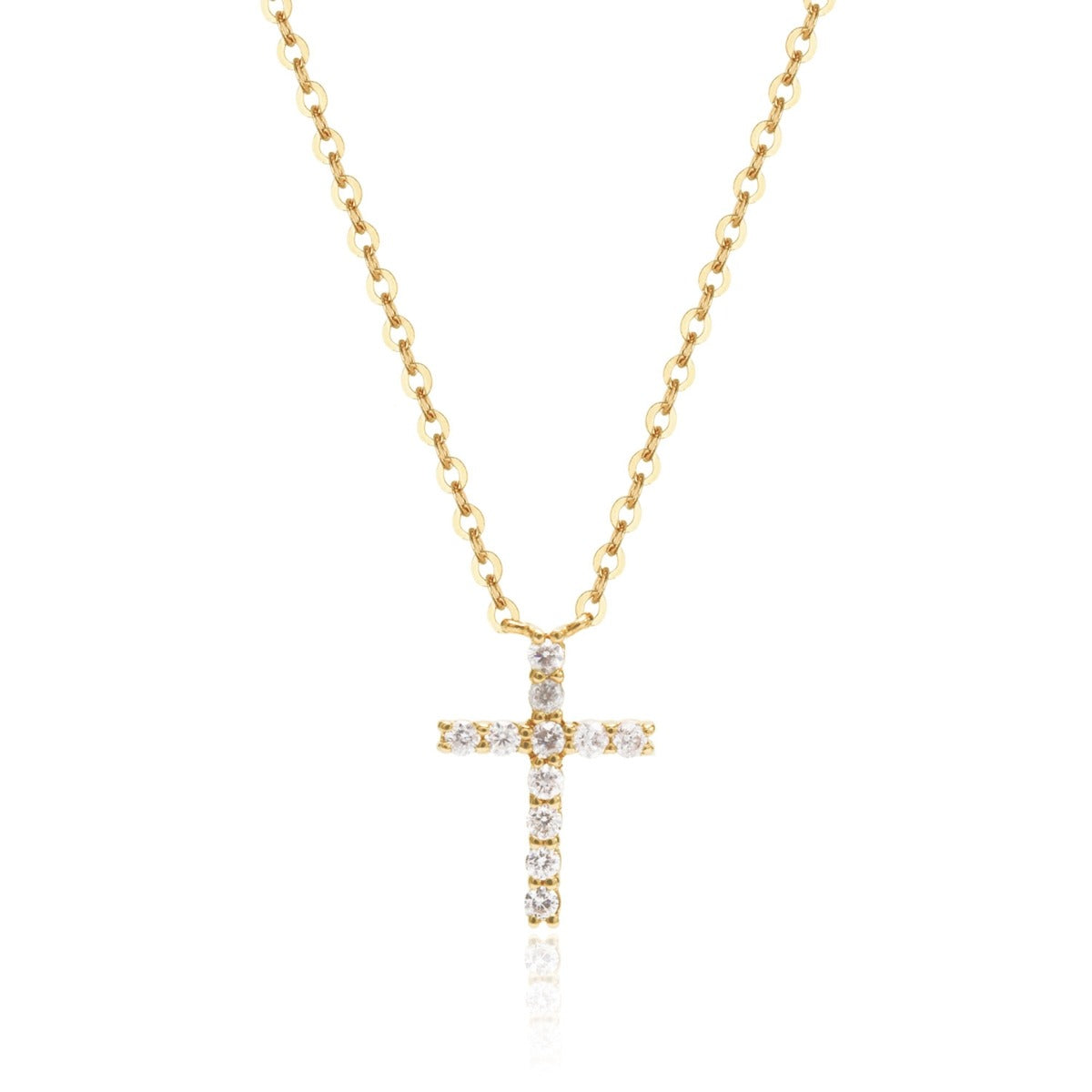 10ctw Diamond Small Cross Pendant Necklace in 14K Gold - Elegant & Dainty Jewelry for Women, Perfect for Everyday Wear, Gifts & Special Occasions