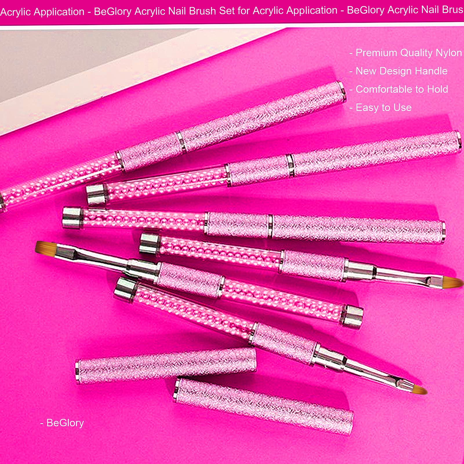 10PCS Acrylic Nail Art Brushes Set - Professional Manicure Tools for Acrylic Powder, Nail Extension & DIY Design - Round, Flat & Detail Brushes for Salon & Home Use - Perfect for Nail Art, Gel Polish & Pedicure Application