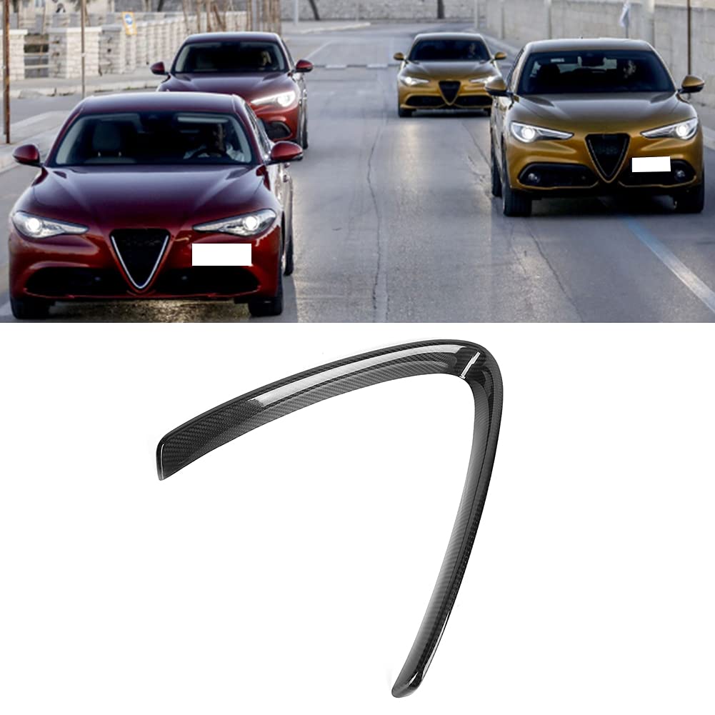Carbon Fiber V-Shaped Front Grill Decoration Frame for Alfa Romeo Giulia (2017-2019) - Black, Lightweight & Durable - Upgrade Your Car's Style for Racing or Show Events