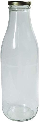 Viva Household Essentials Set of 8 Wide-Mouth Glass Bottles (1.0L) with Funnel - Perfect for Juice, Infused Water, DIY Beauty & Kitchen Storage