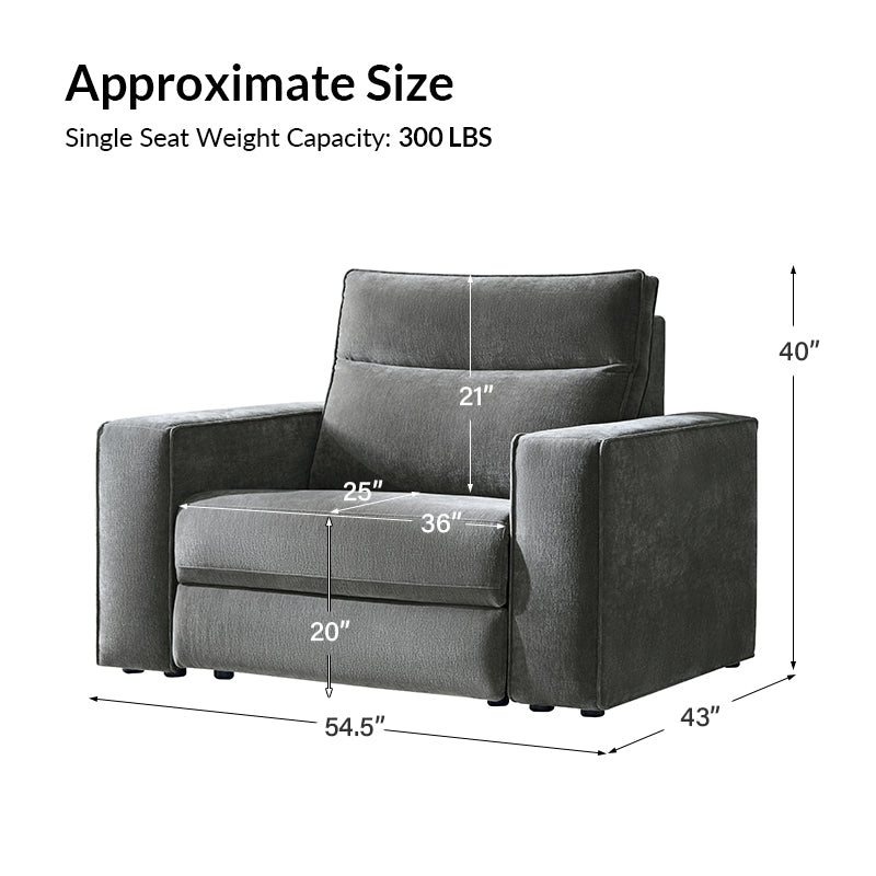 EliteNest Smart Modular Sofa with Power Recliners - Easy Assembly, Customizable Living Room Furniture for Modern Home & Entertainment Spaces