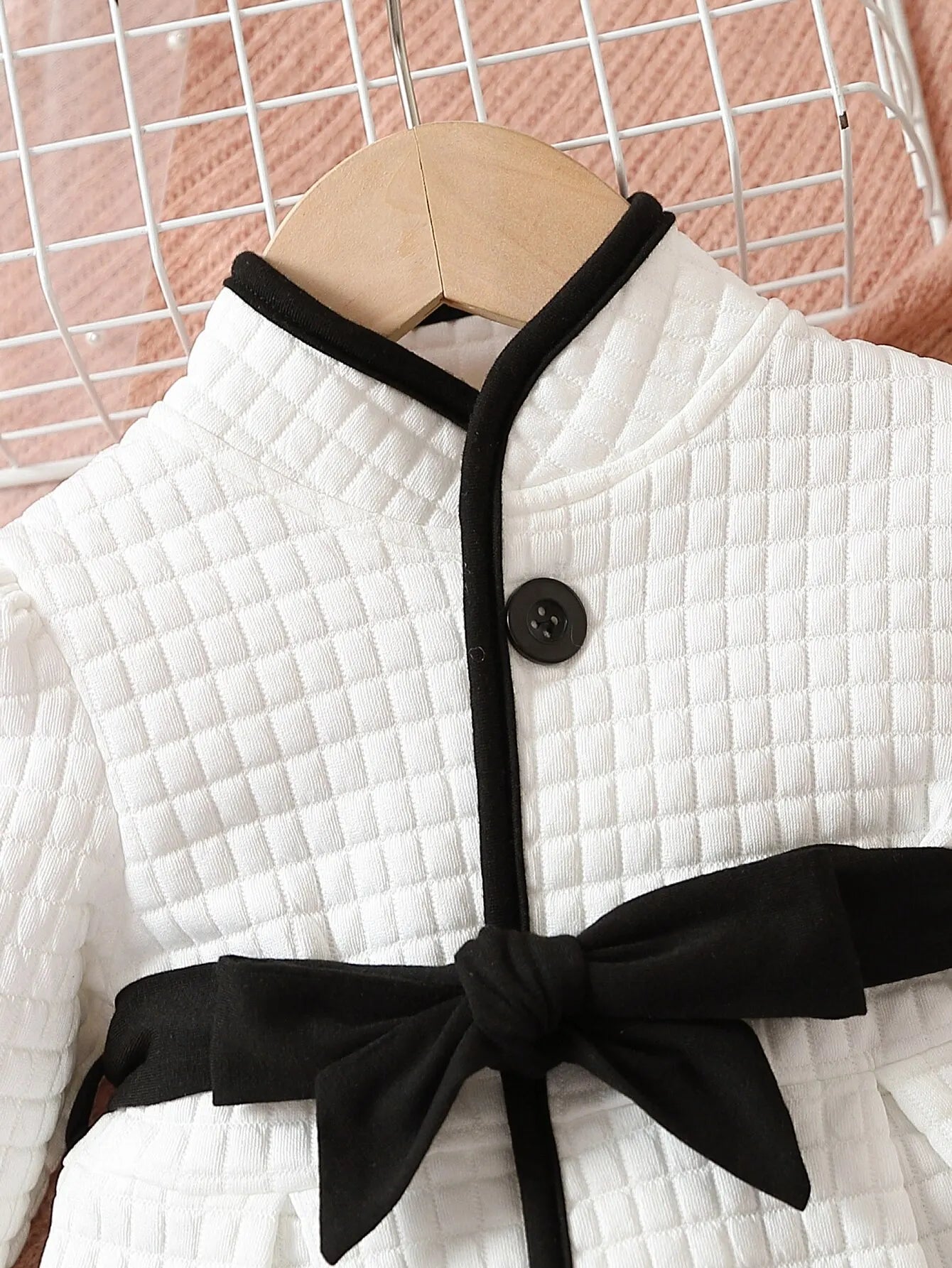 Baby Girls' Winter Thermal Belted Dress Set with Princess Coat - Classic Black & White Contrast Cardigan for Holiday Parties & Family Photos