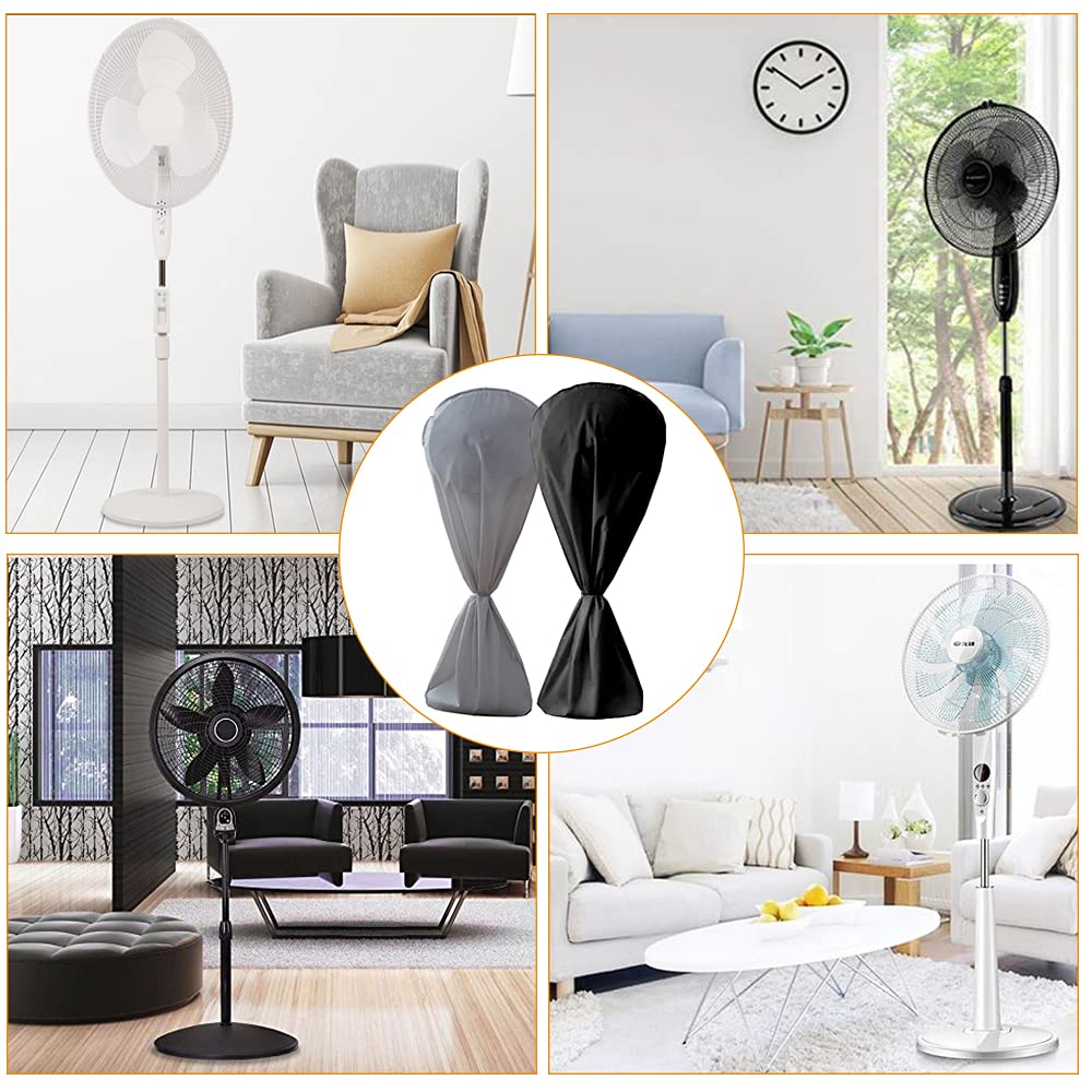Heavy Duty 420D Waterproof Electric Fan Cover - Washable Dustproof Protective Sleeve for Pedestal Stand Fan & Floor Fan | Indoor & Outdoor Use, Home, Office, Garage - Black