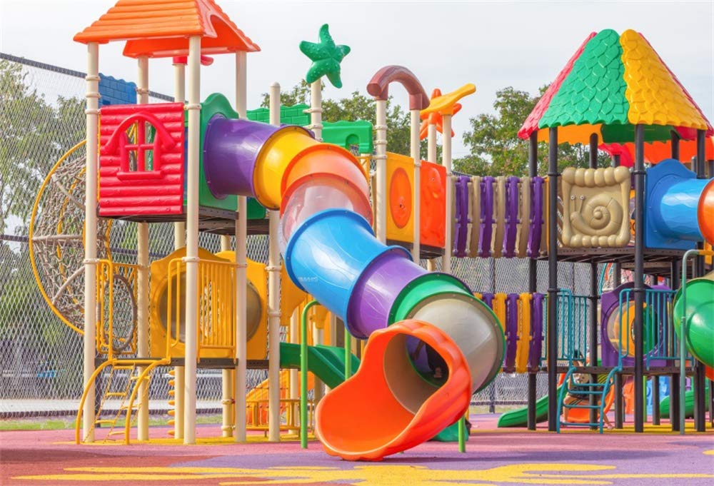 AOFOTO 10x7ft Kids Playground Photography Backdrop - Colorful Amusement Park Background for Baby Shower, Birthday Party, Portrait Shooting | Perfect for Holiday, Vacation, Kindergarten Decor & Photo Booth Props